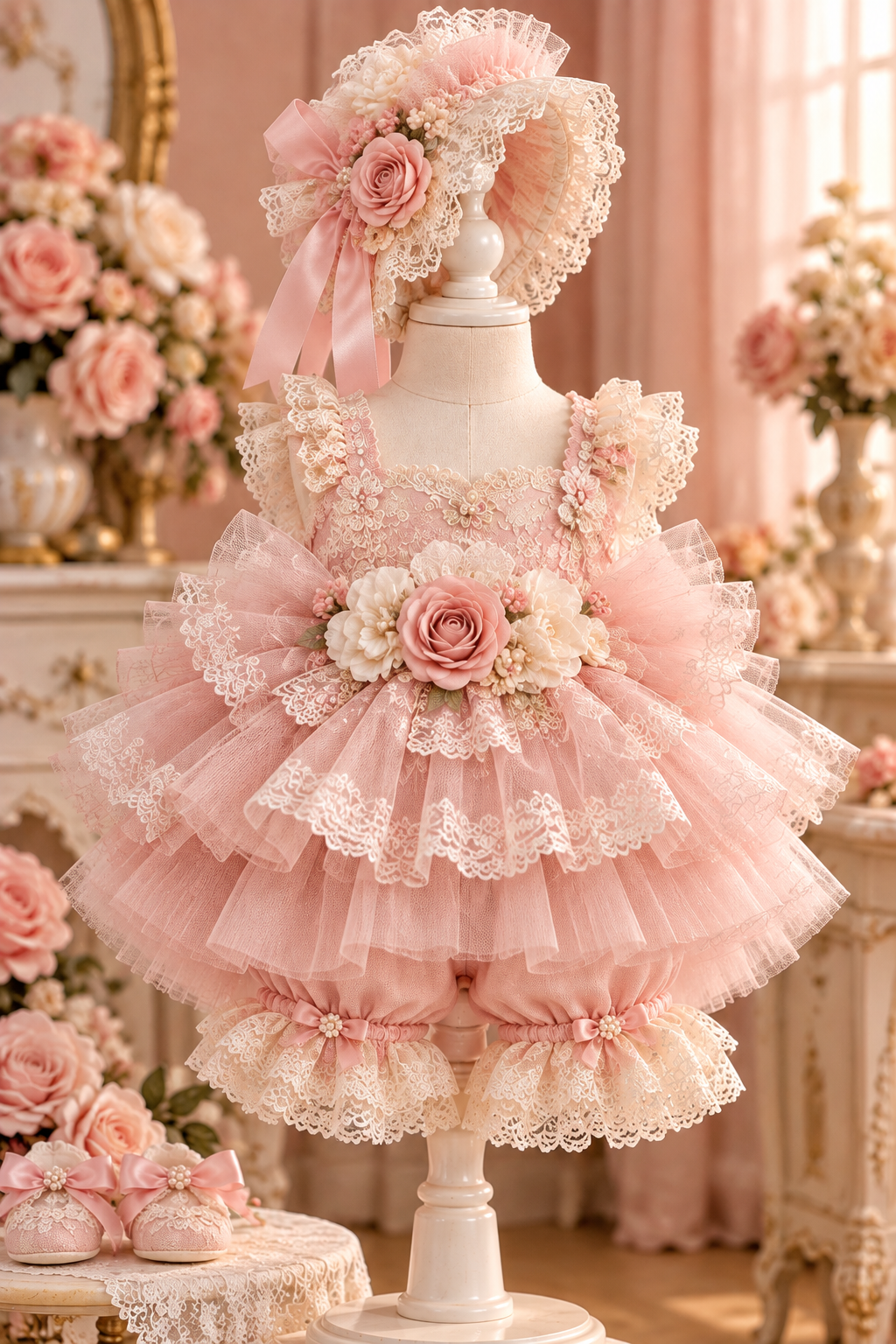 Baby And girl pink two pieces outfıt and bonnet wholasale 6 pcs
