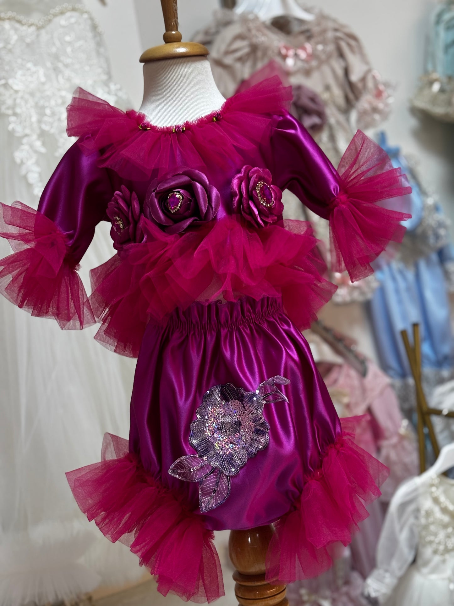 Hot pink two pieces girl outfit