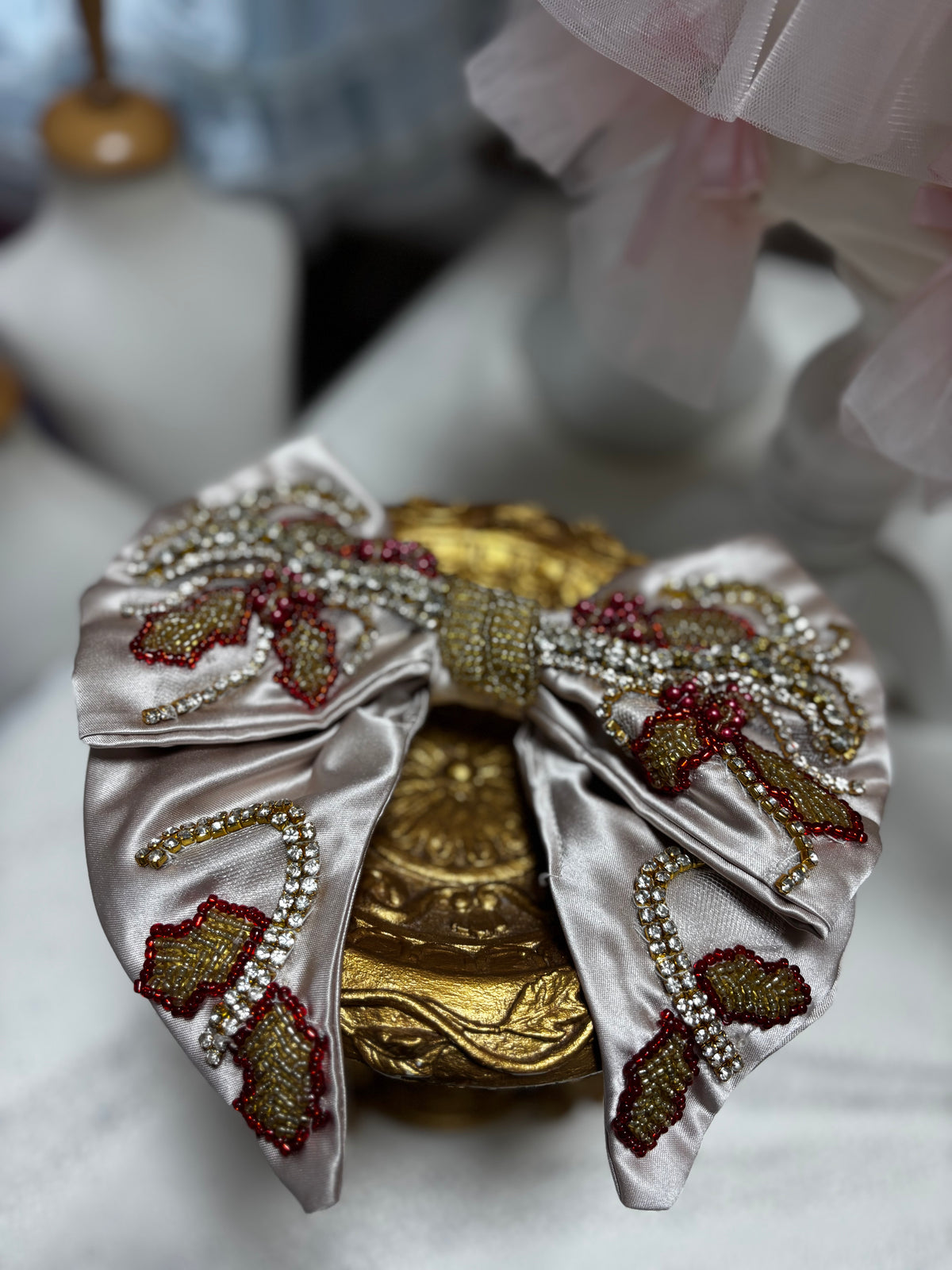 Rhinestone hair bow clip