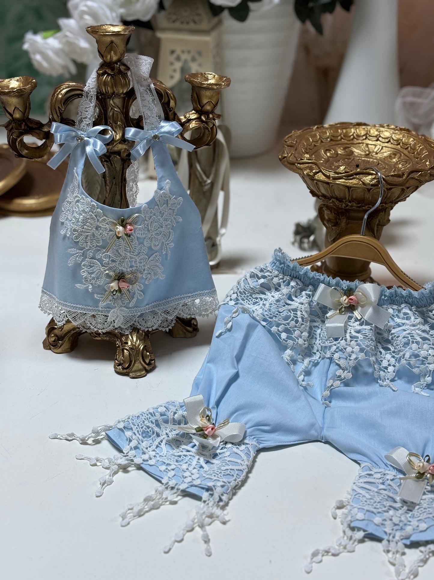 Baby Blue baby and girl two pieces outfit