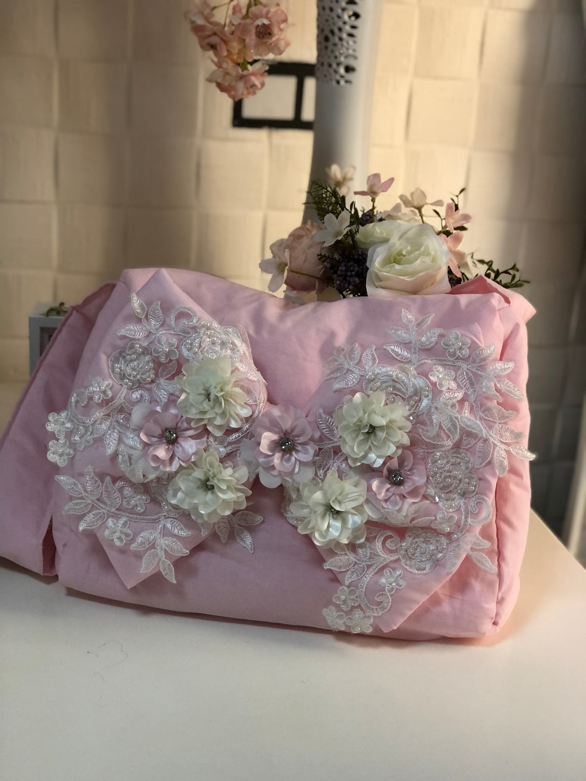 Pink flowers diaper bag wholasale 4 pcs