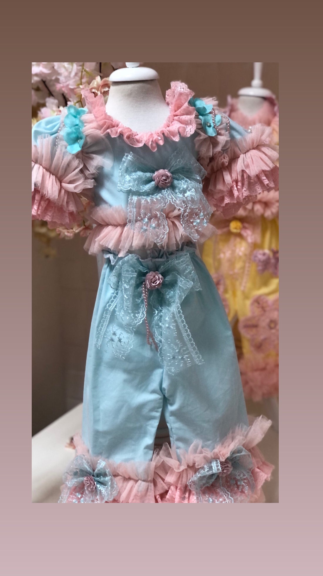 Mint Blue Baby Girl Coton Pants And Blouse 3 month to 3 year