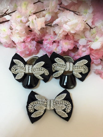 Red rhine stone shoes baby and hairbow 5 ınc