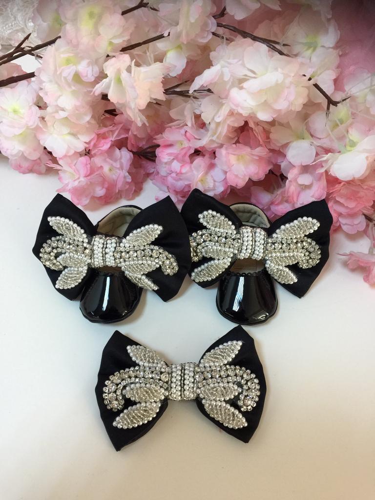 Red rhine stone shoes baby and hairbow 5 ınc