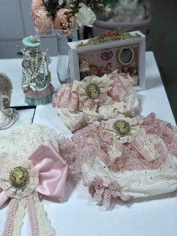 Lace fabric baby and girl blouse shorts  bonnet