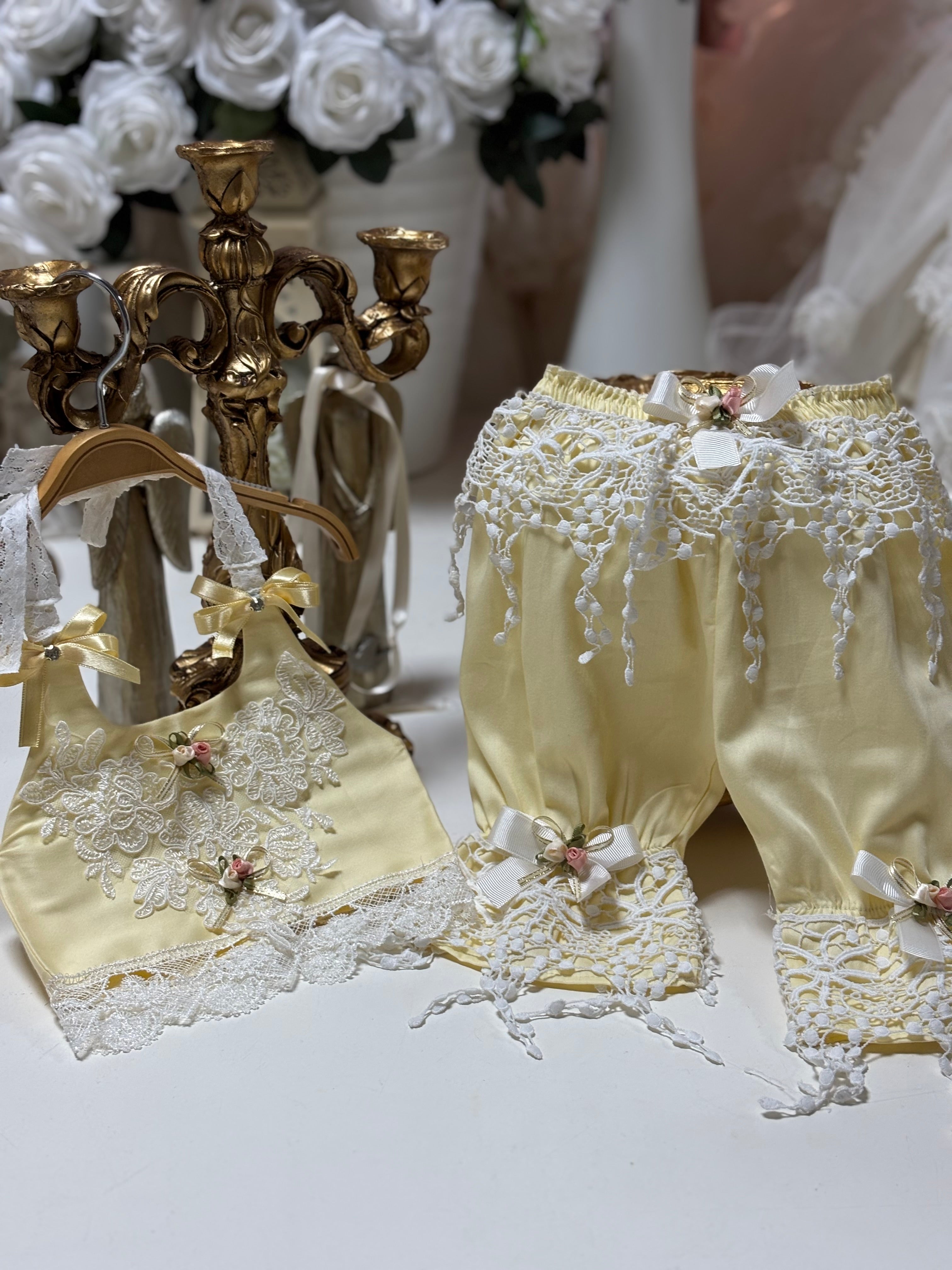 Yellow Baby Girl Coton Fabric Two Pieces Outfit