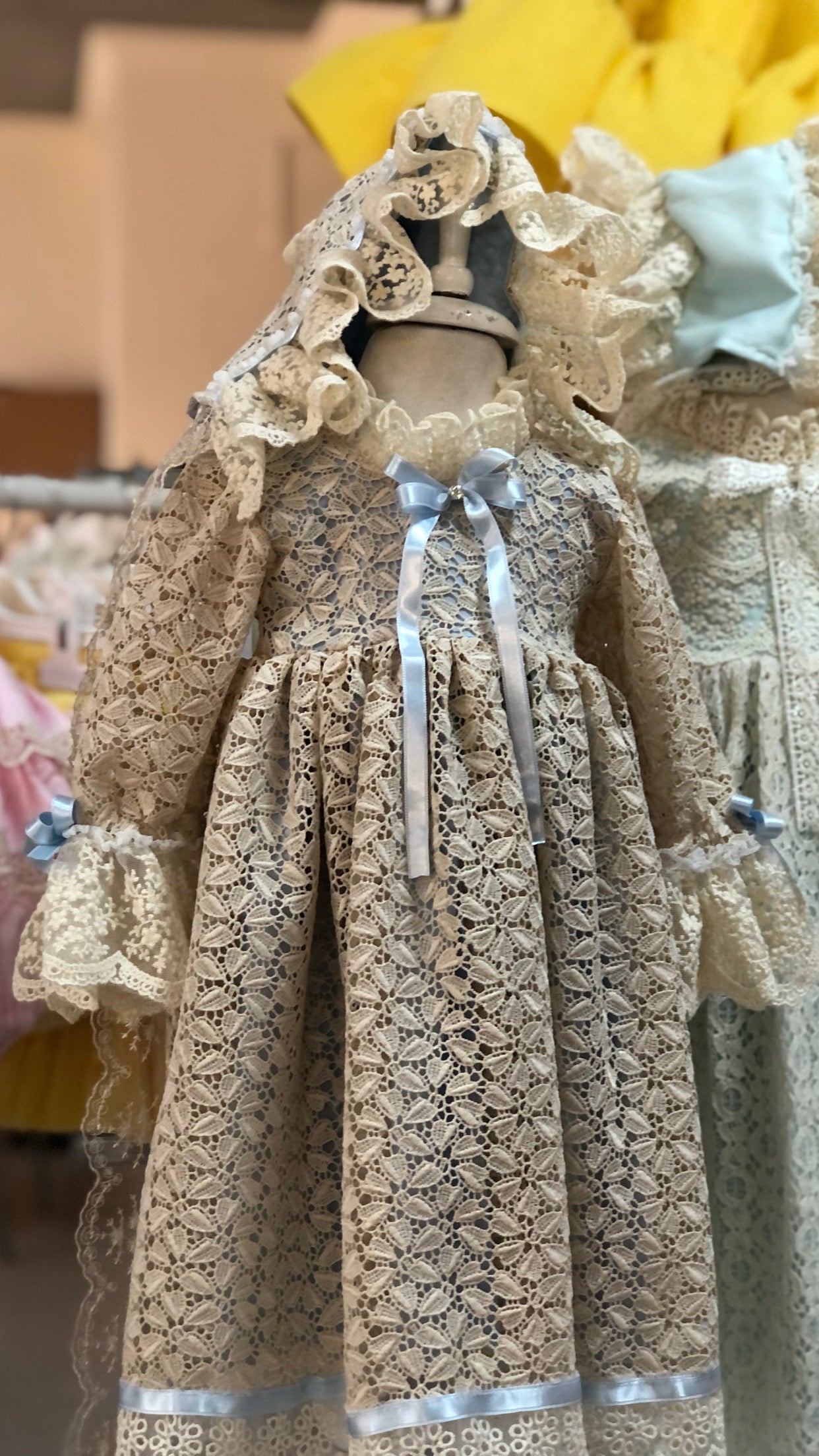 Lace Baby Gown And Bonnet