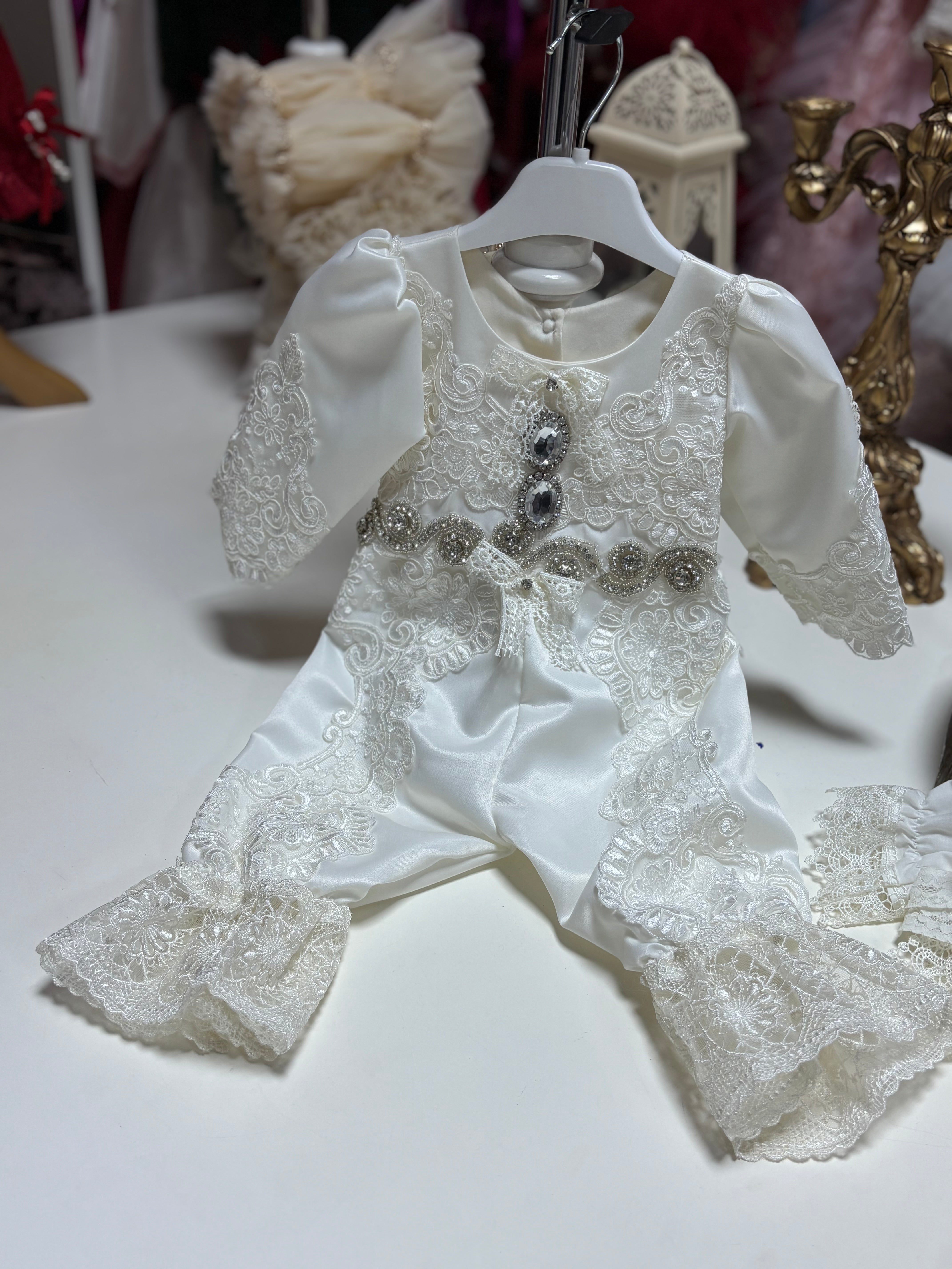 Cream Baptism Jumpsuit