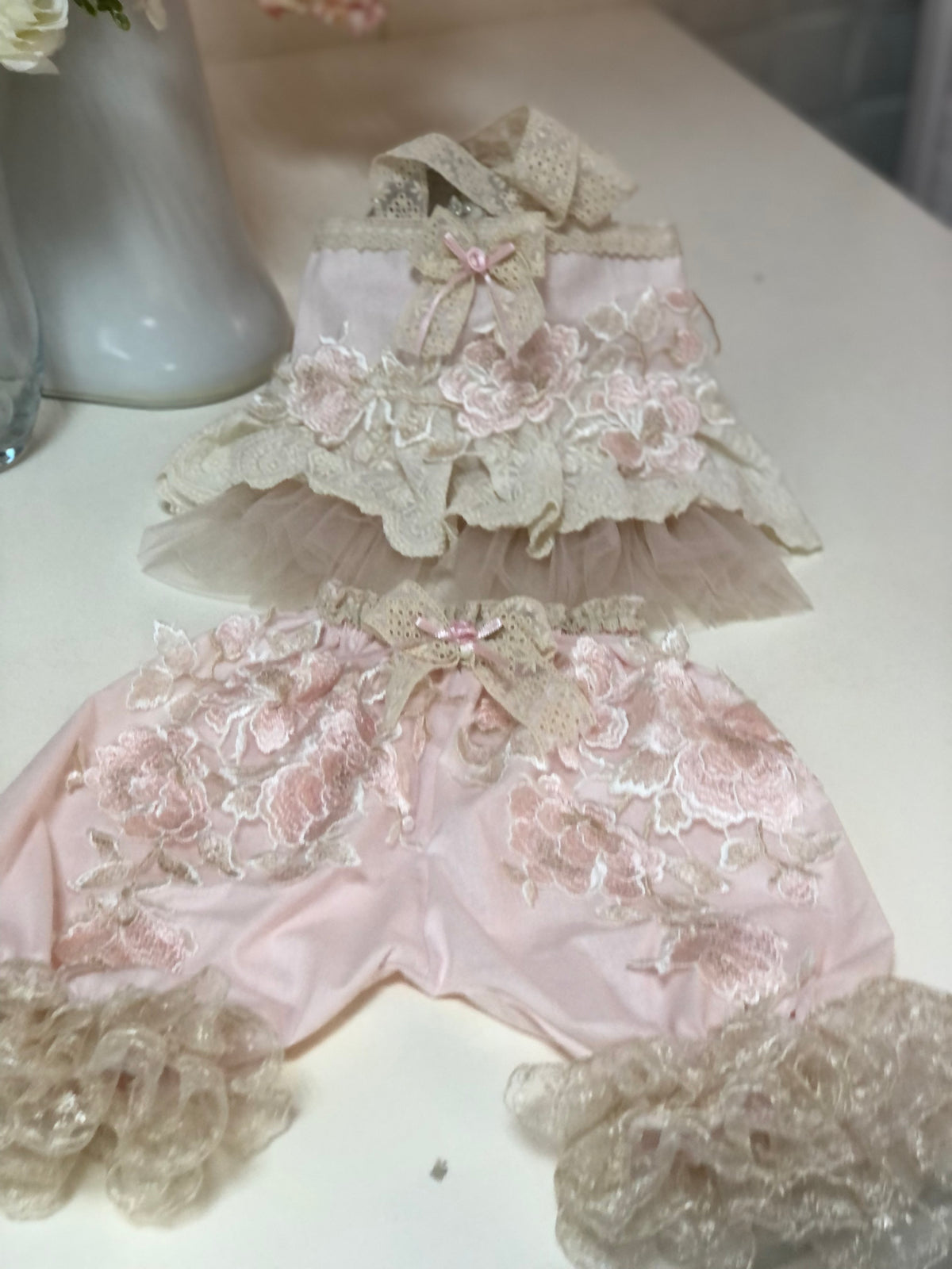 Pink short and blouse outfit
