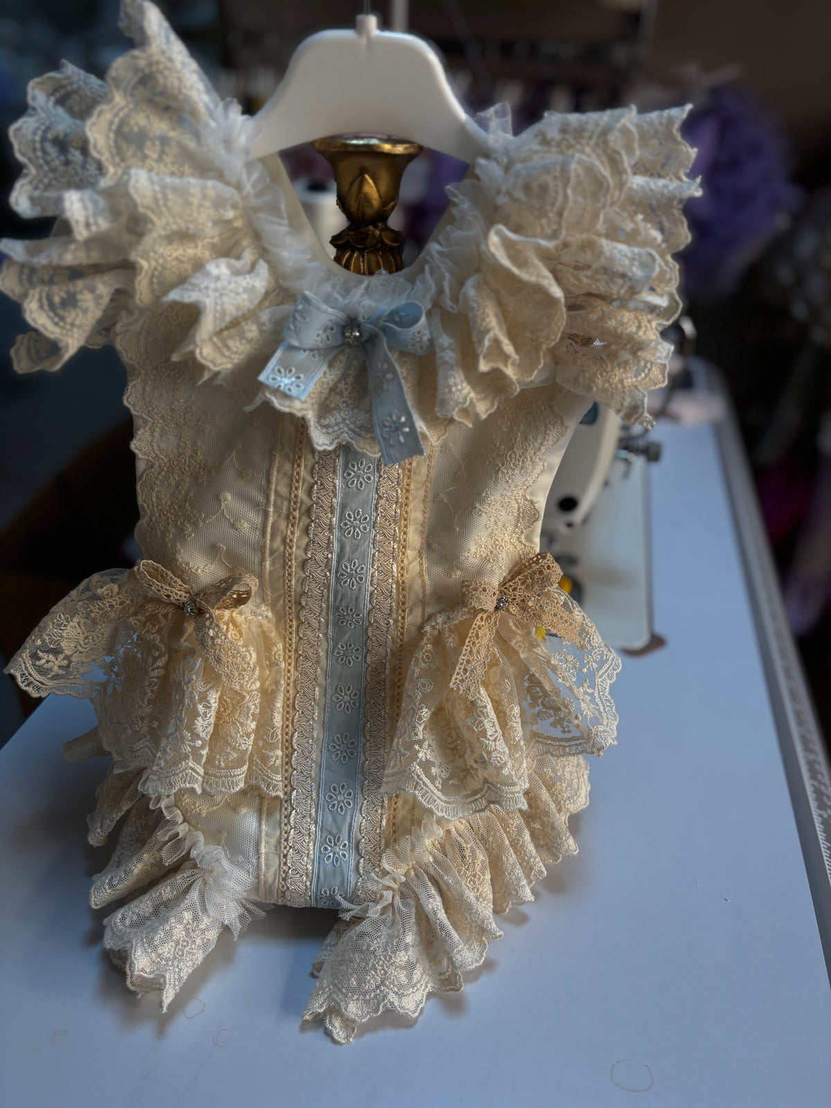 Cream vintage lace romper