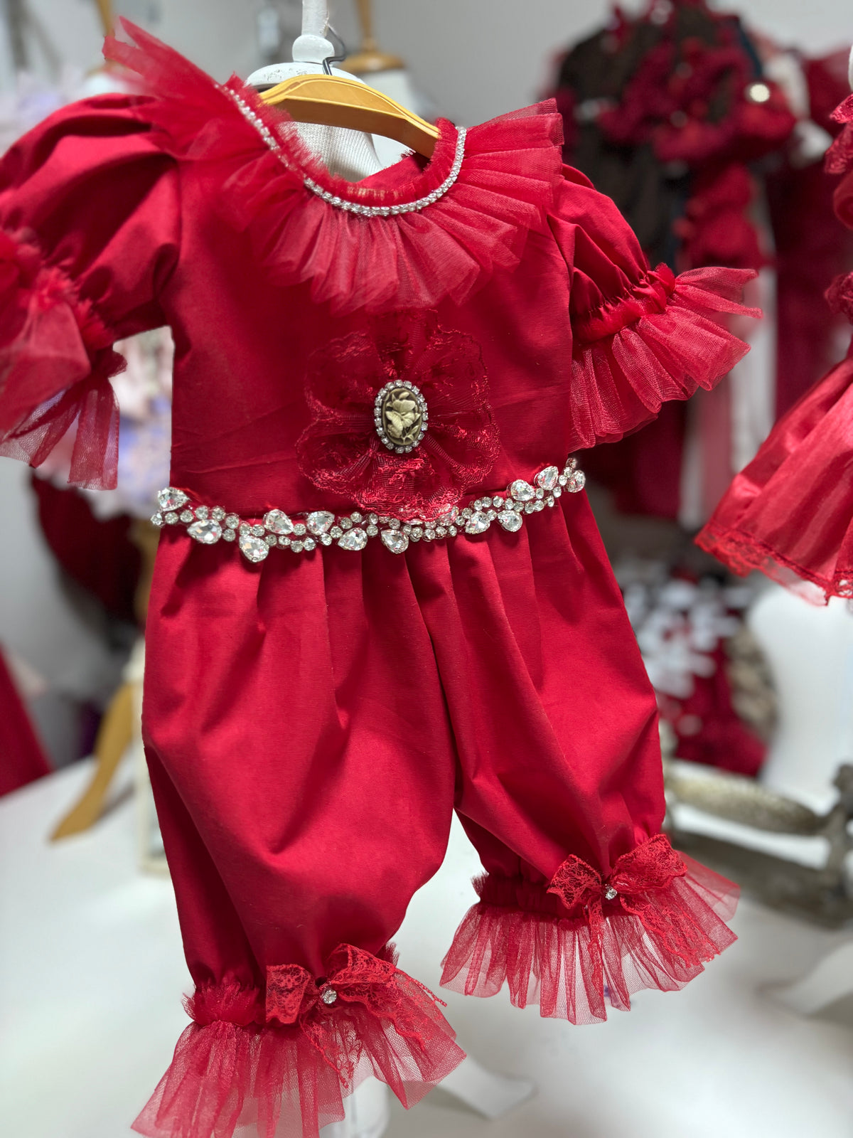 Red Coton Fabric Jumpsuit