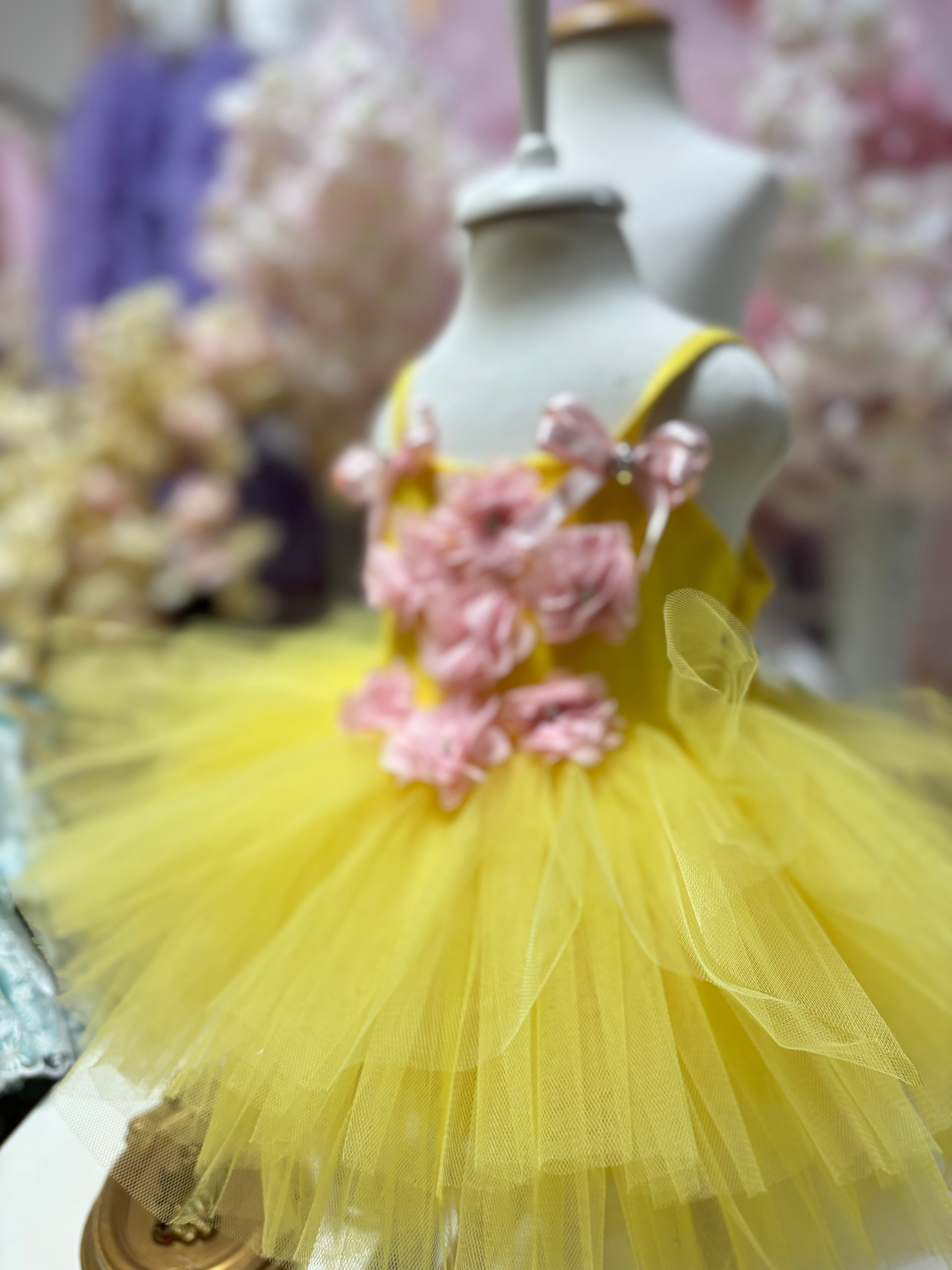 Yellow tutu Dresses Baby Girl Coton Fabric