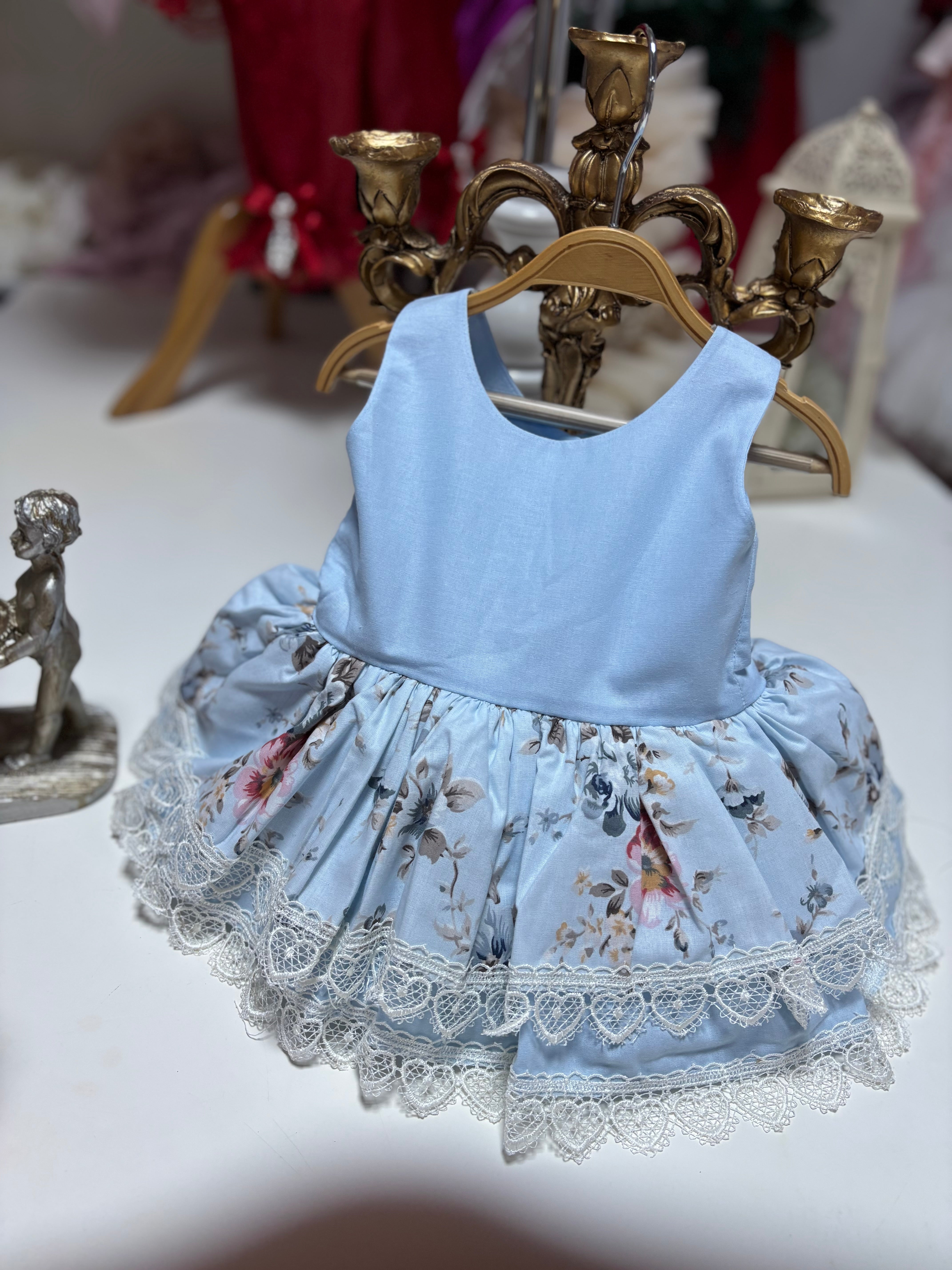 Blue Flowers short Dresses