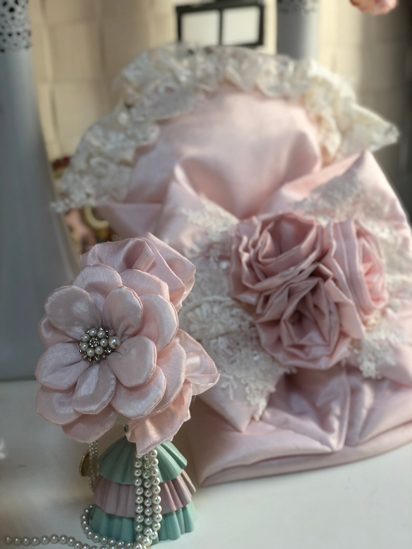 Light pink silk fabric swaddle