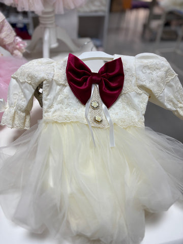 Baby And Toddler Girl Romper And Bonnet coton fabric Cream Lace