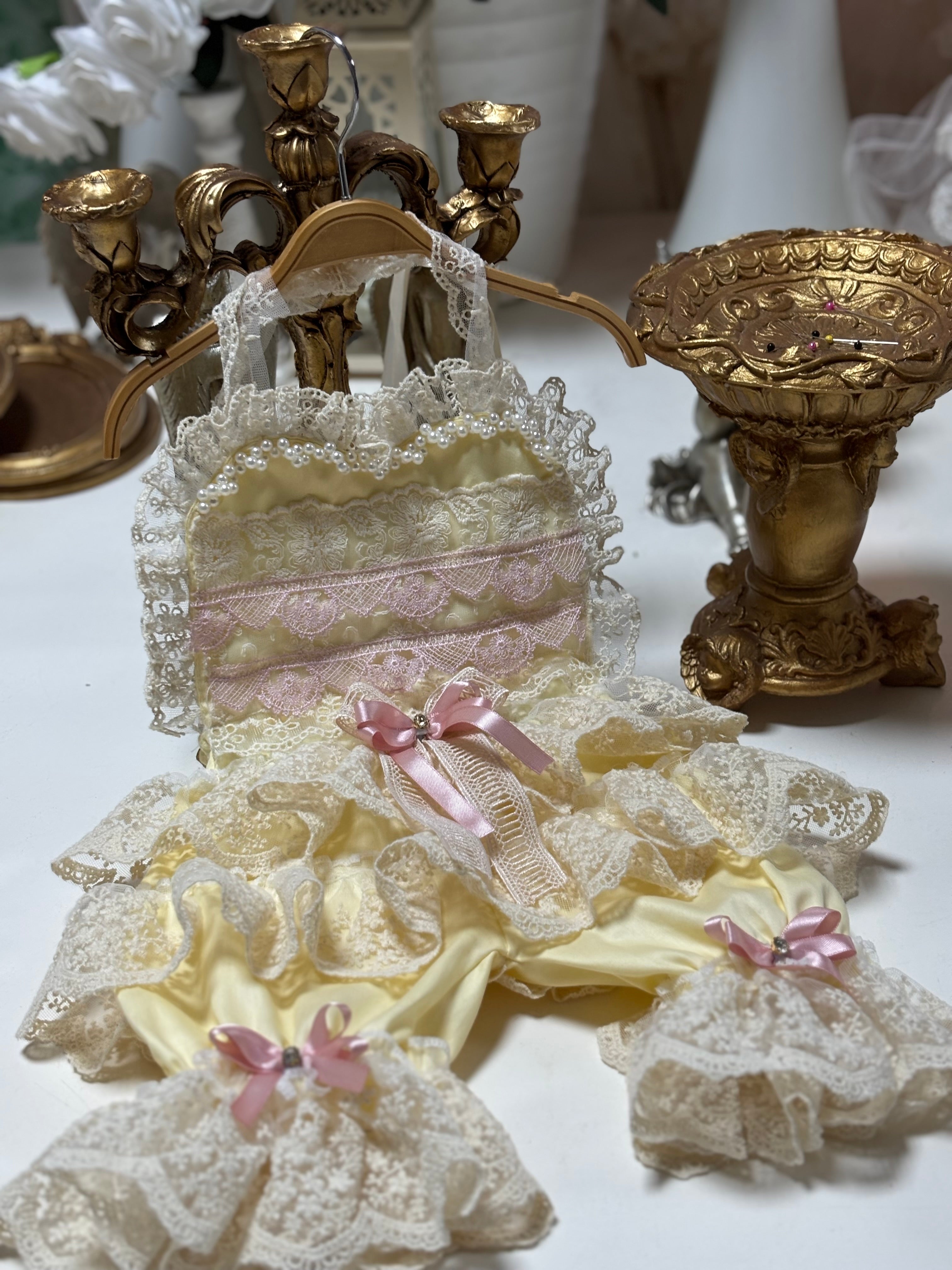 Yellow Baby Girl Toddler  Coton Lace outfit Romper And Hairband