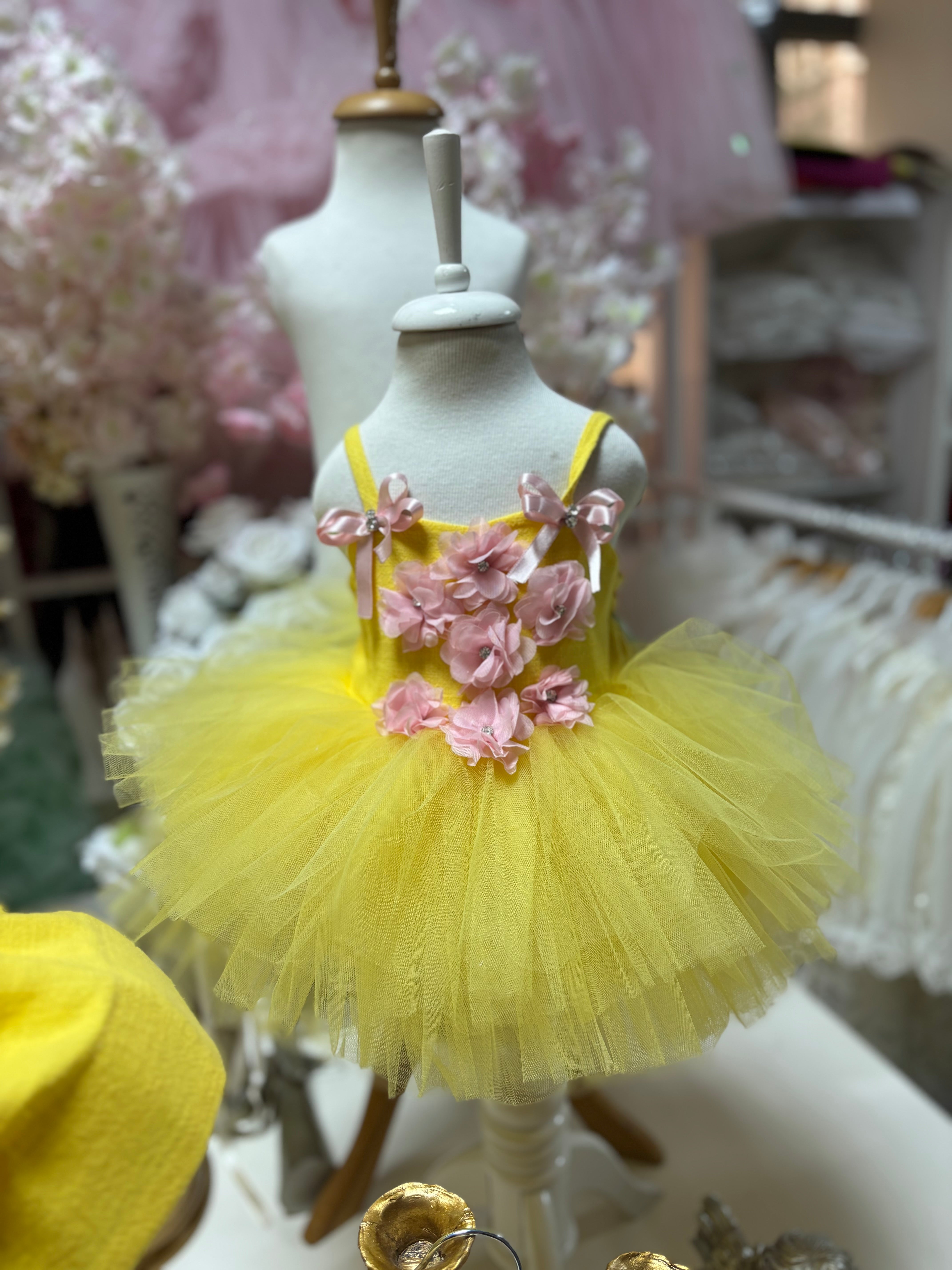 Yellow tutu Dresses Baby Girl Coton Fabric