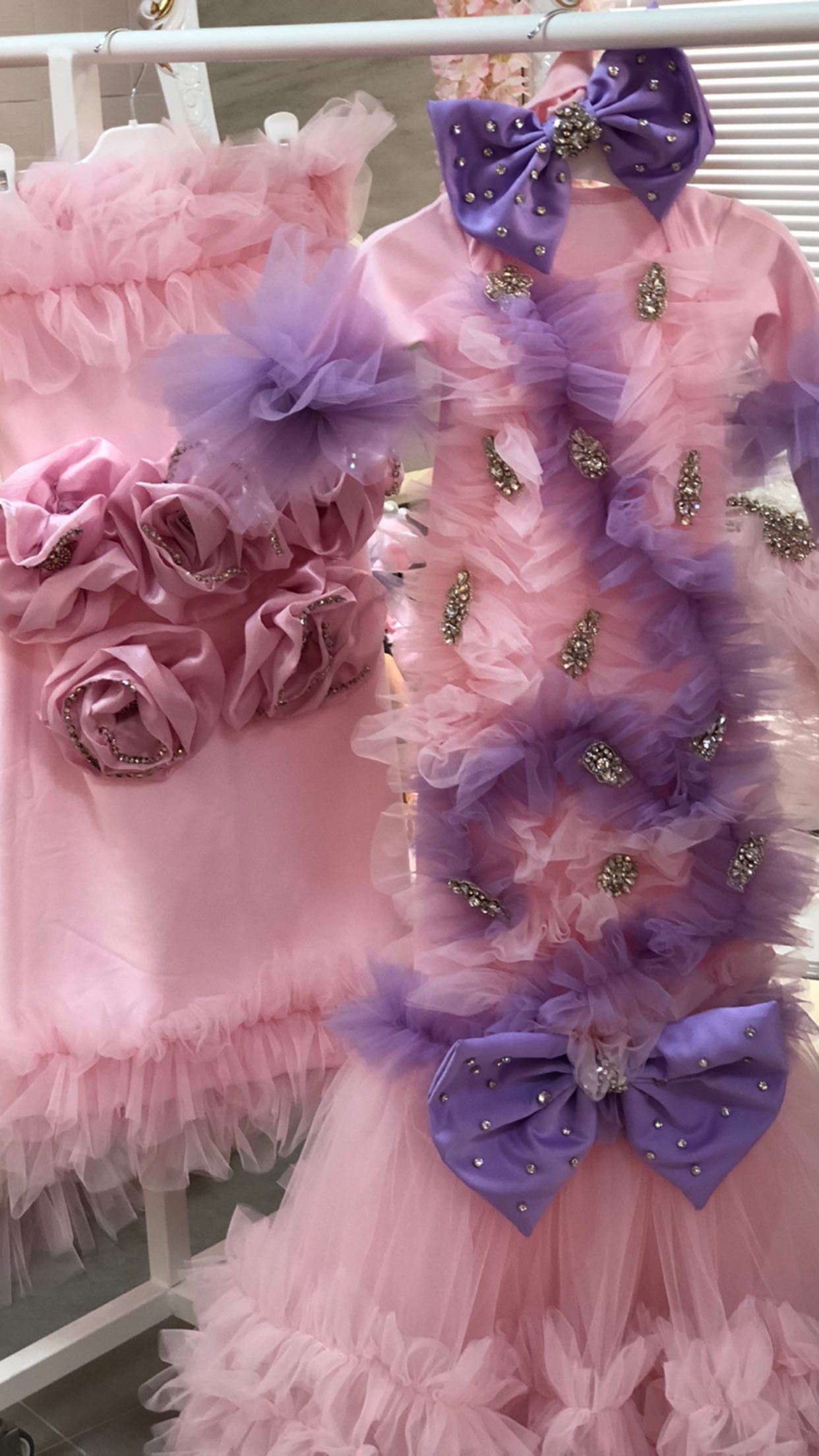 Pink and  Lilac Baby Gown Bonnet And Blankent Set