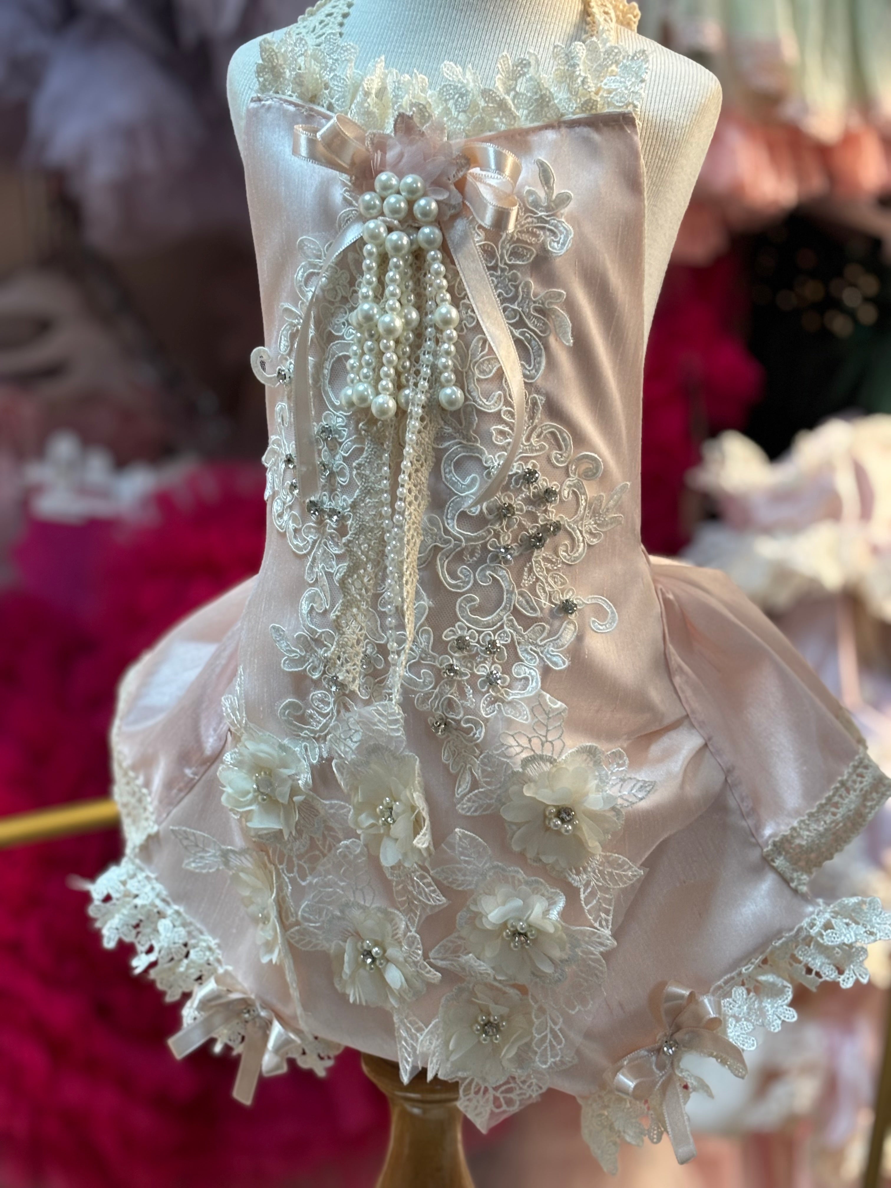 Pink sil fabric baby girl vintage romper