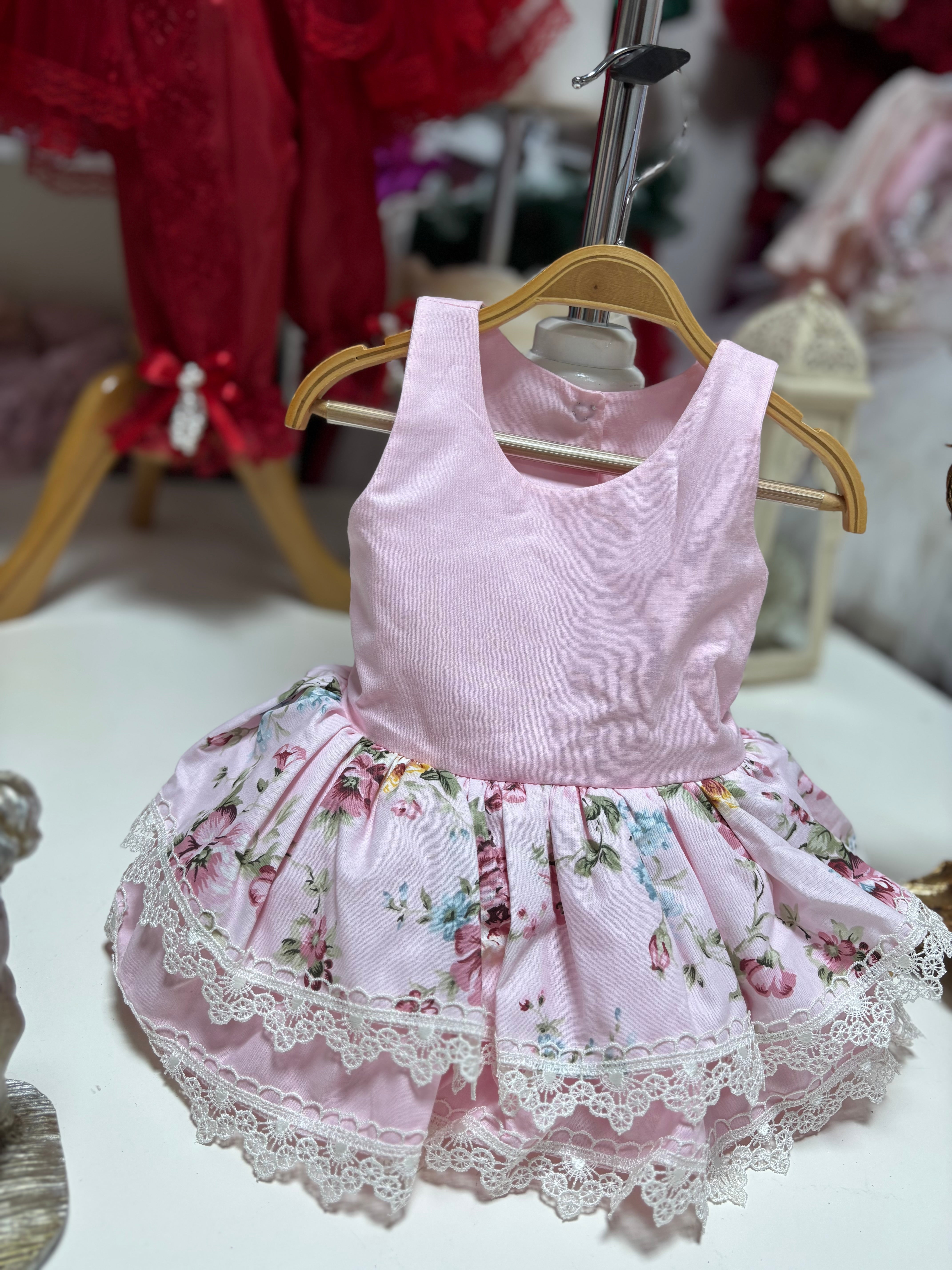 Pink Flowers Short Dresses