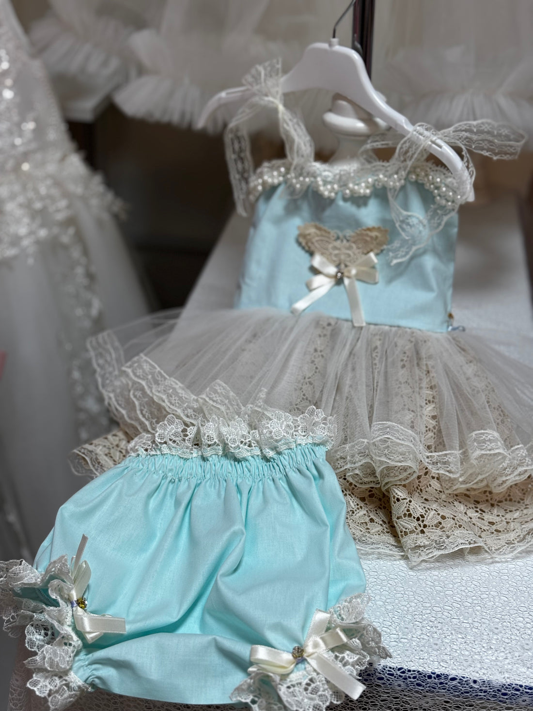 Mint Blue Baby girl two pieces outfıt