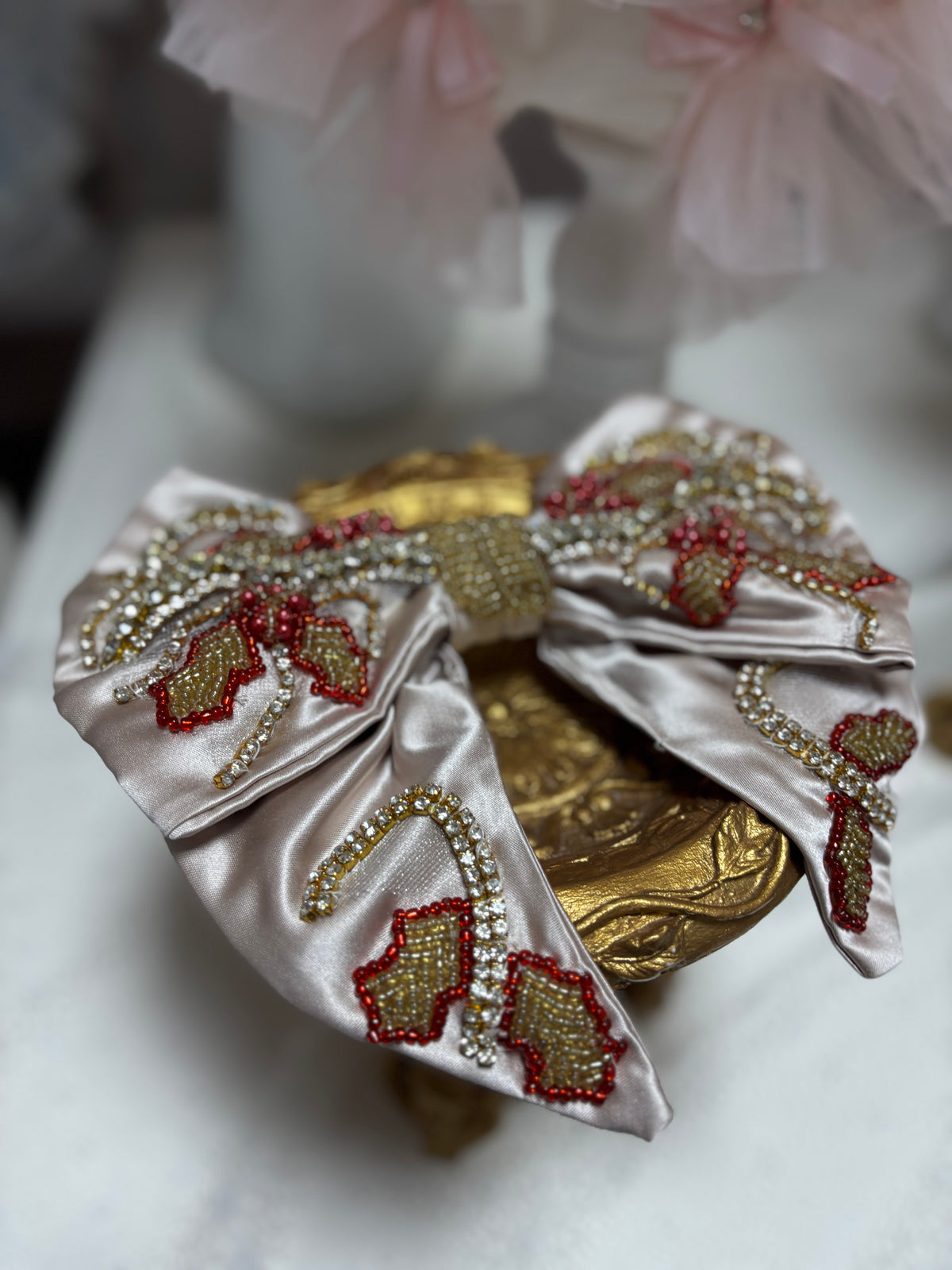 Rhinestone hair bow clip