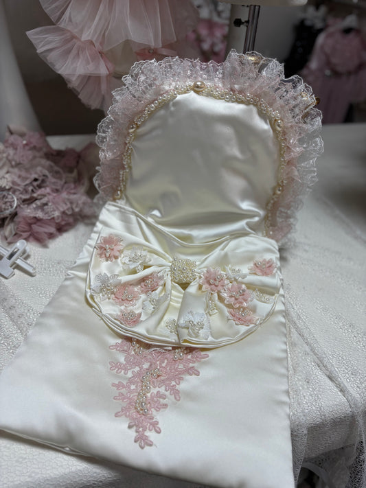 Cream satin baby swaddle wholesale 2 pcs