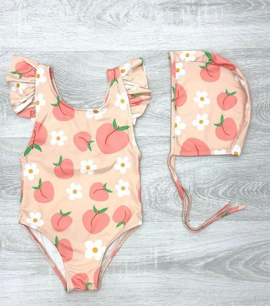 Girl swimsuit and bonnet