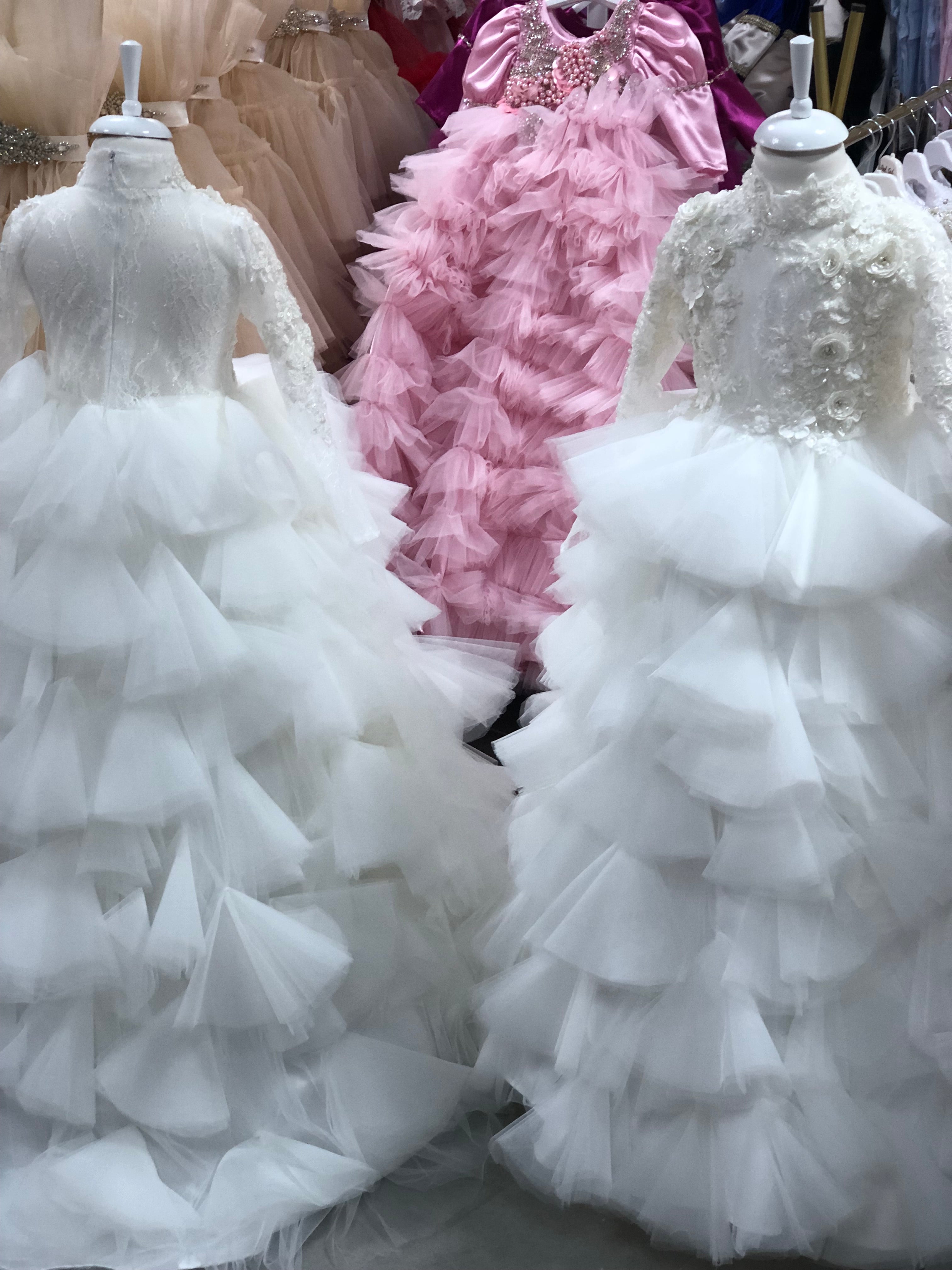 Cream Flowers Girl France Lace LontbTulle Dresses