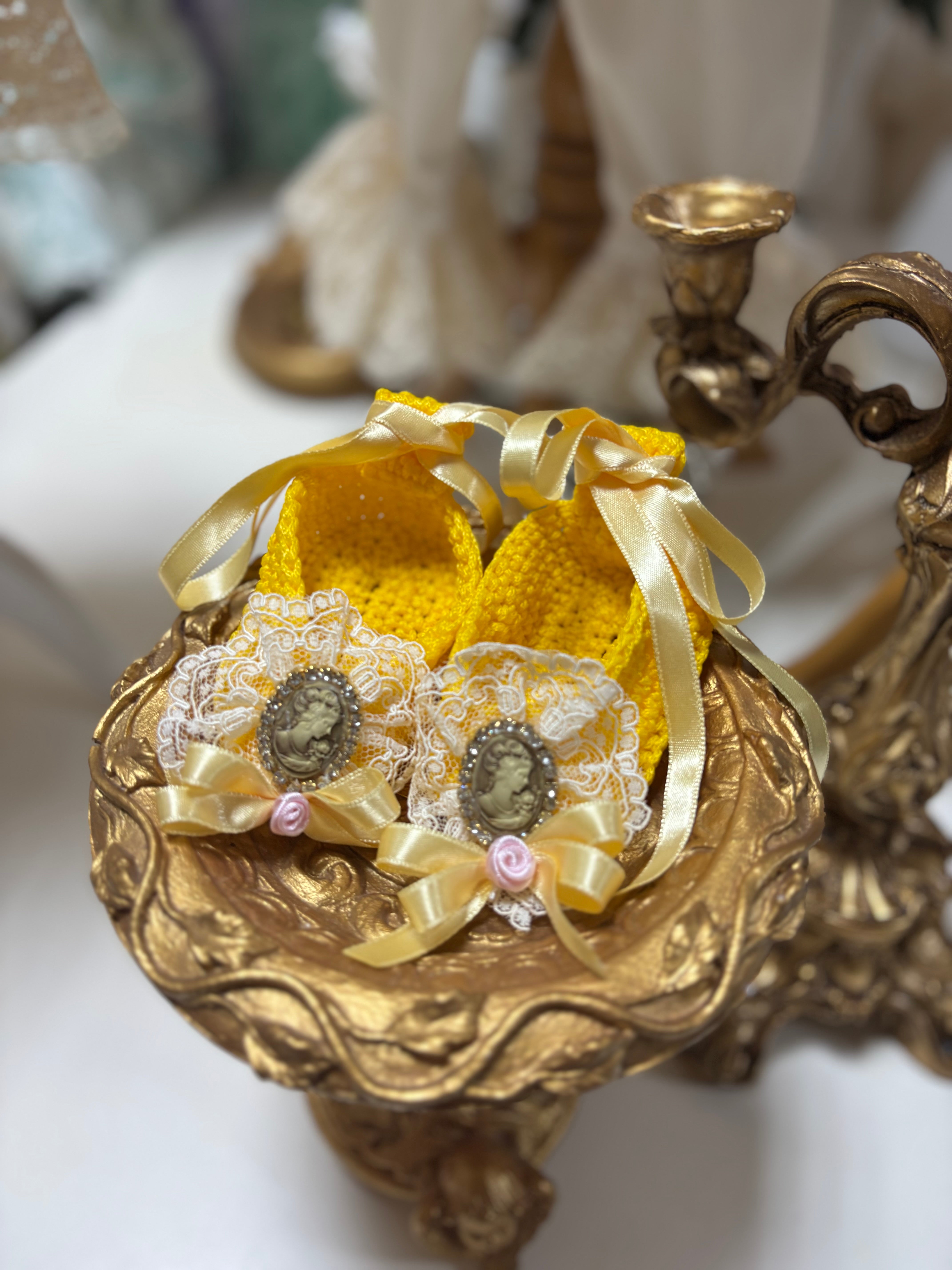 Yellow Baby Girl Knitwear Shoes