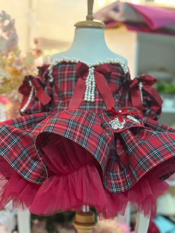 Red Plain Puffy Holiday Dresses