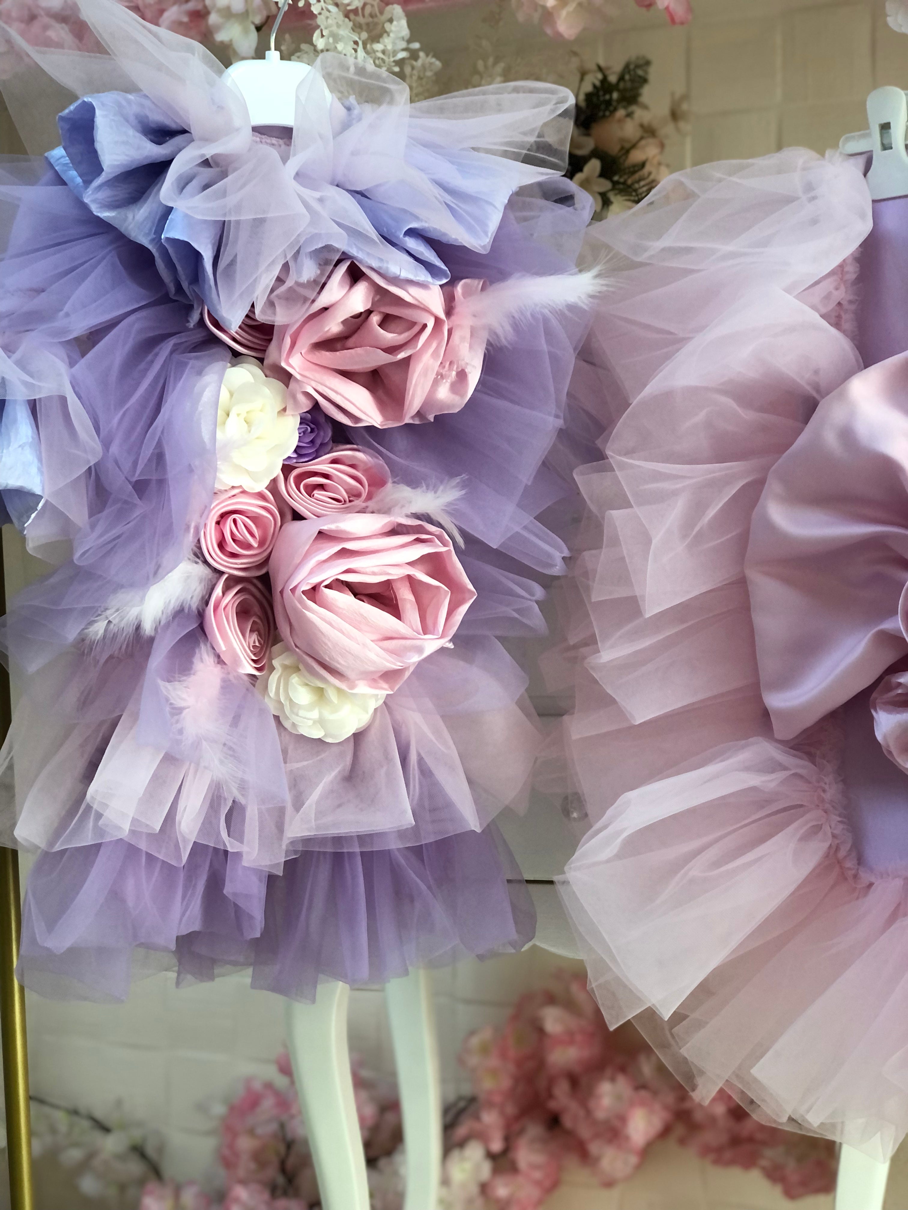 Lilac Baby Newborn 3month to 6month Coton Flowers Jumpsuit Hat Blankent Set