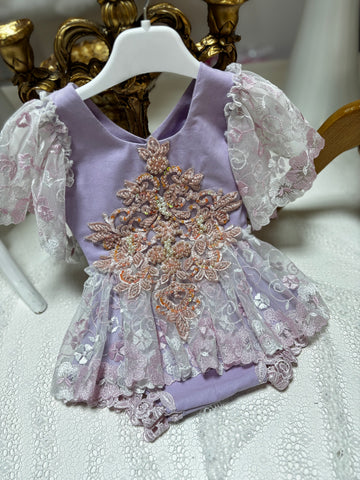 Lilac baby girl romper