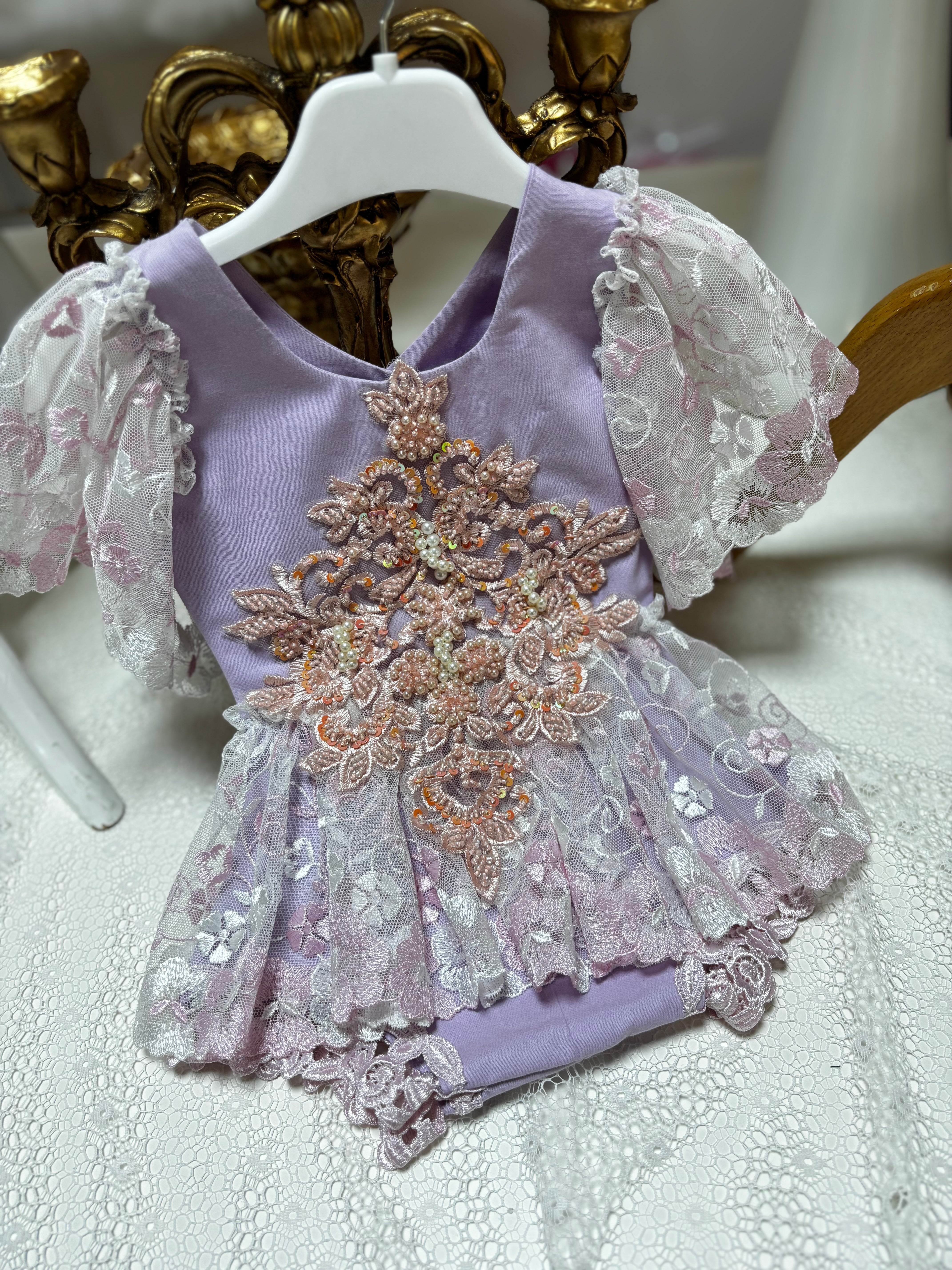 Lilac baby girl romper