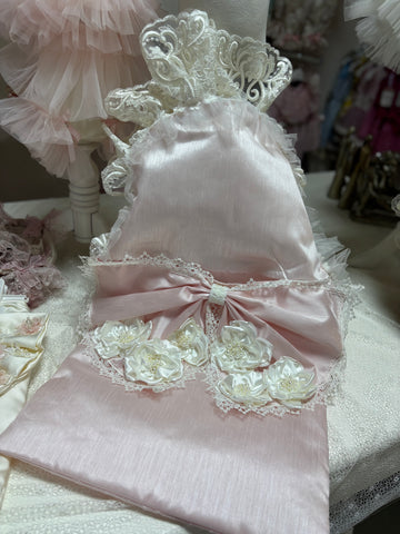 Pink silk baby swaddle