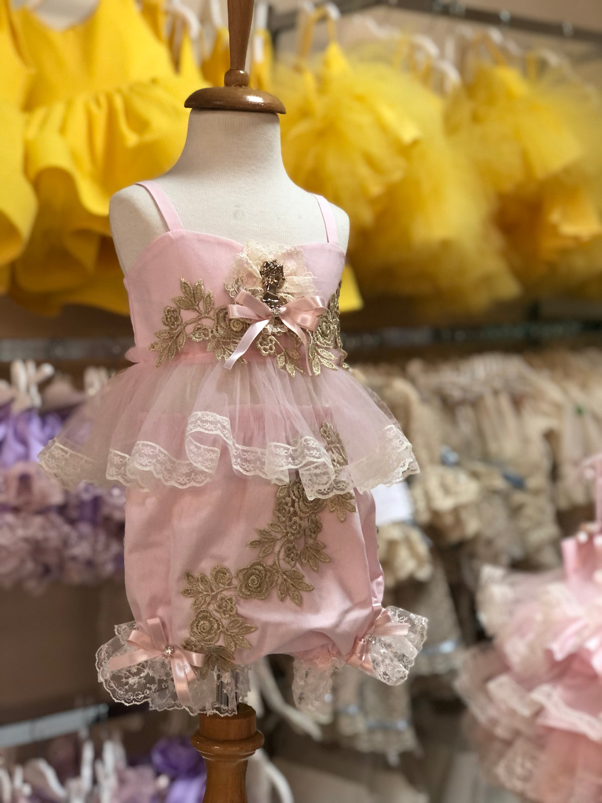 Pink coton fabric baby and girl two pieces outfıt