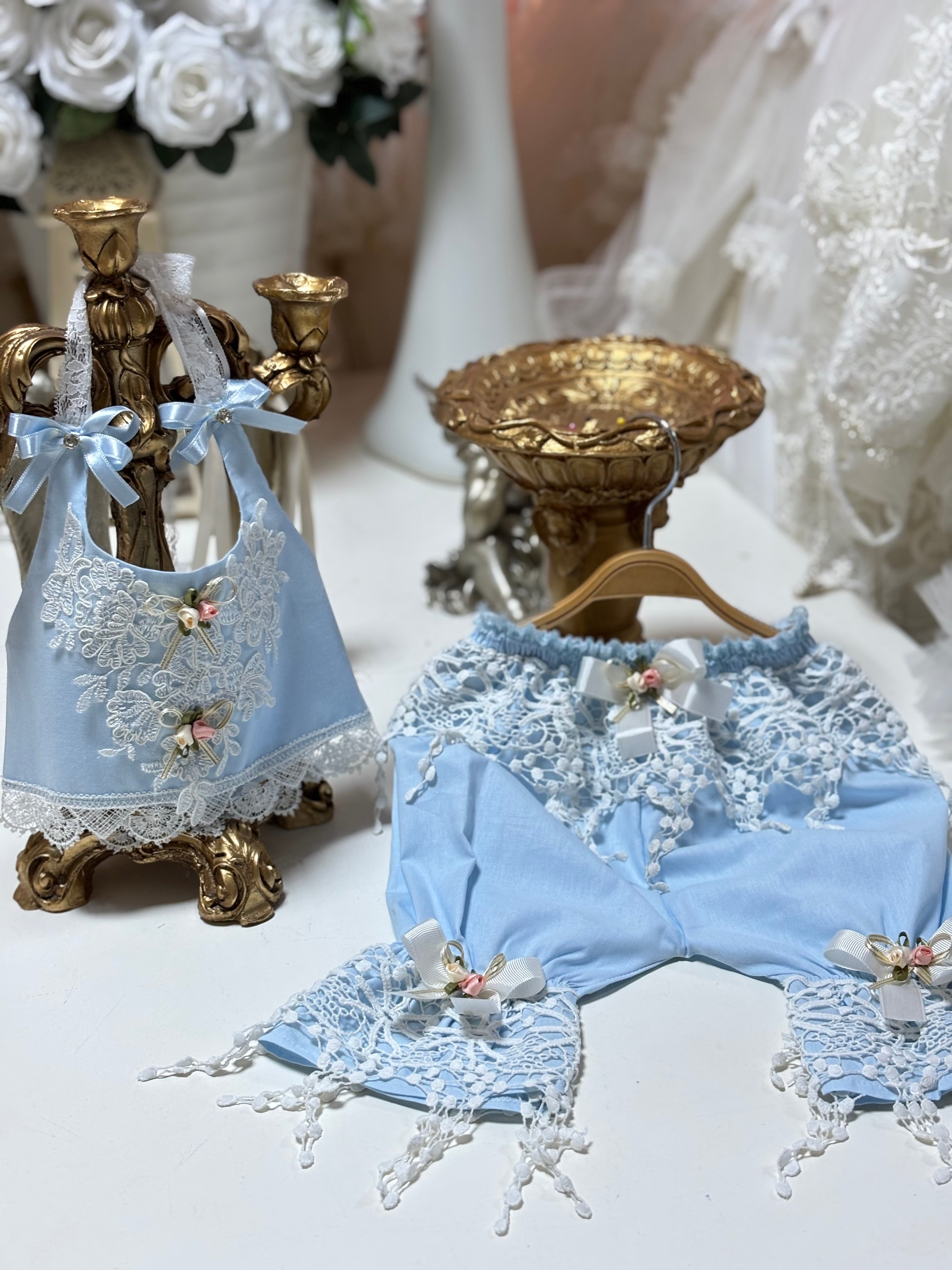 Baby Blue baby and girl two pieces outfit