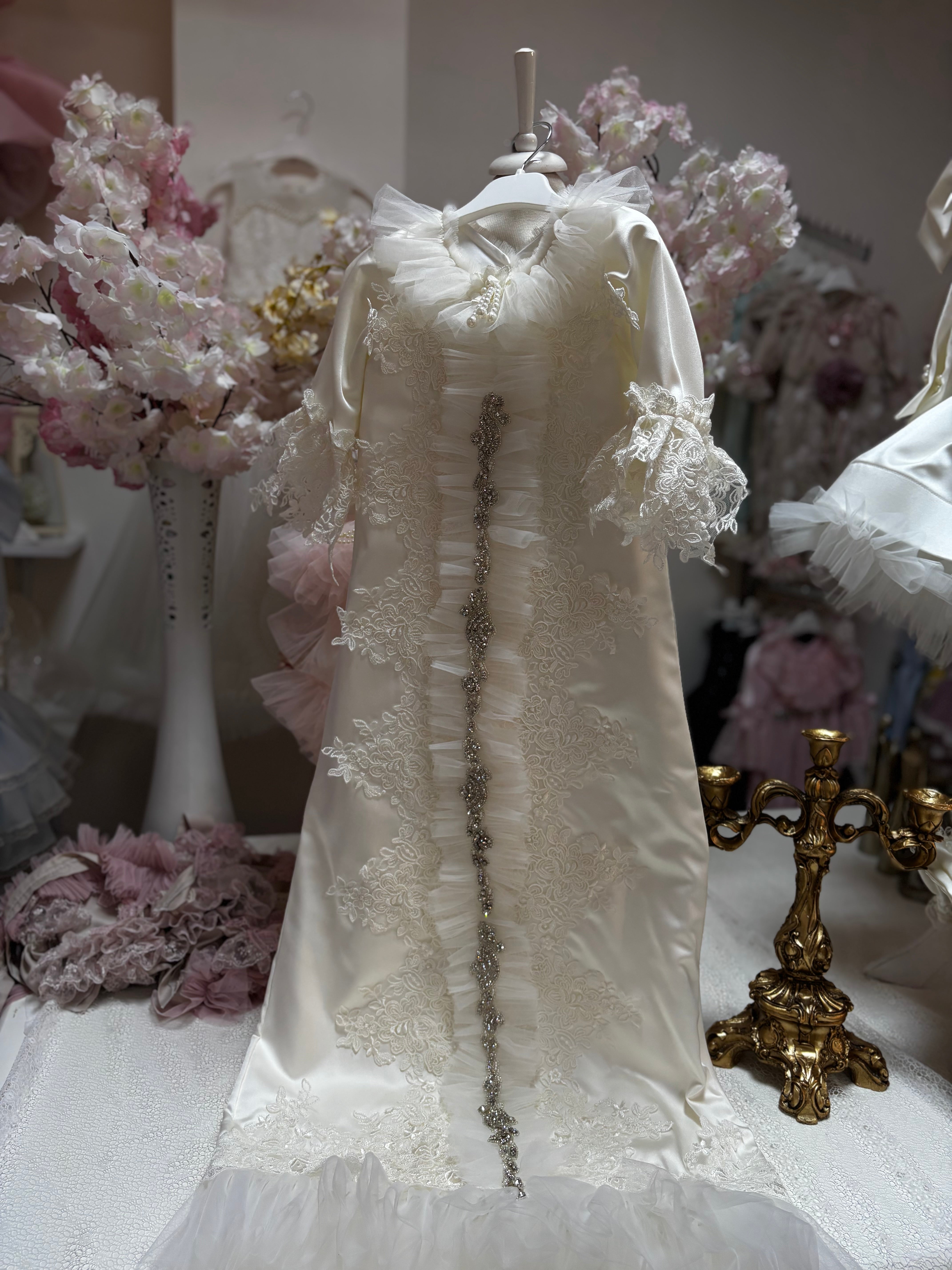 Cream satin long gown