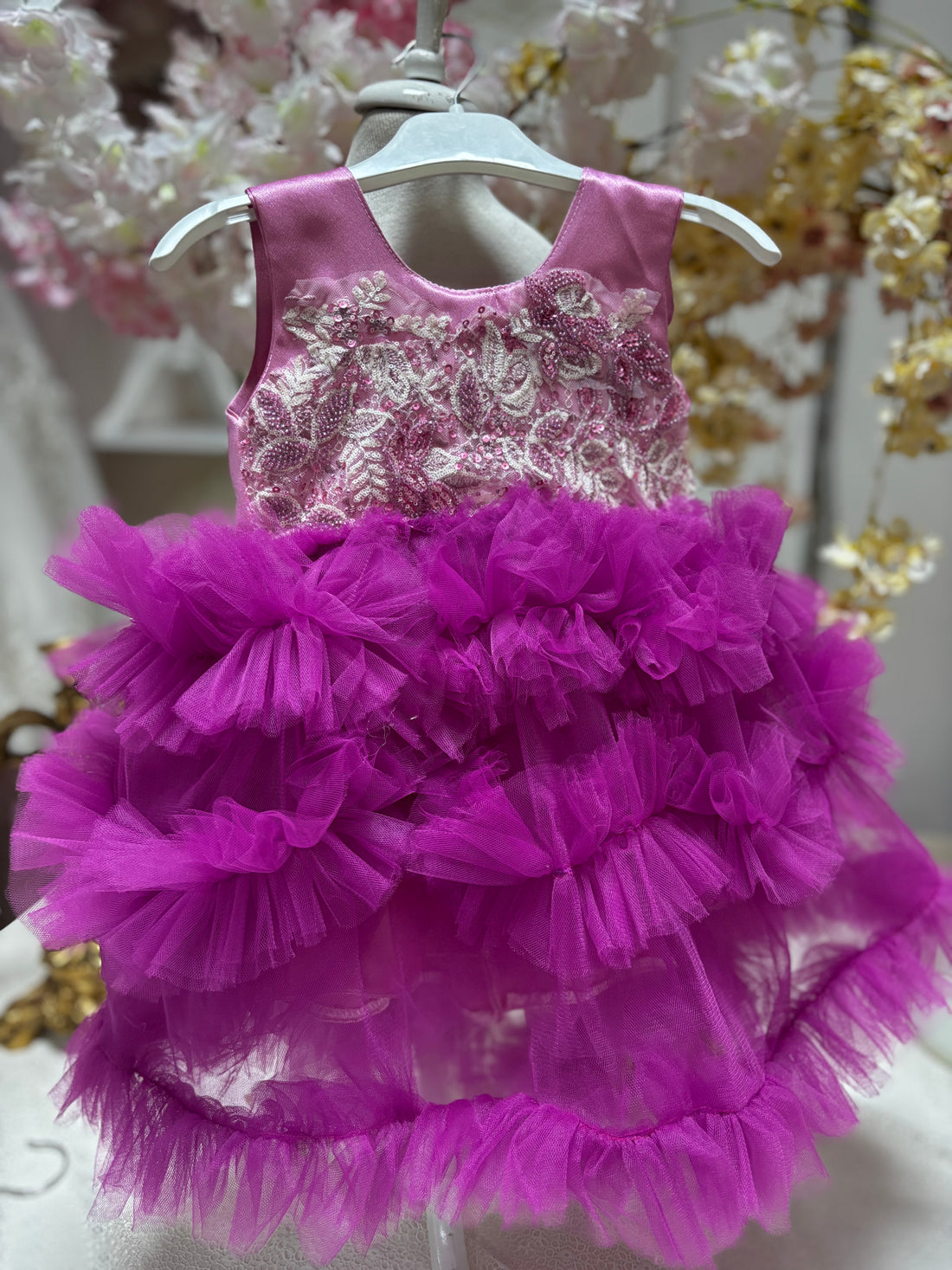 purple puffy girl dress
