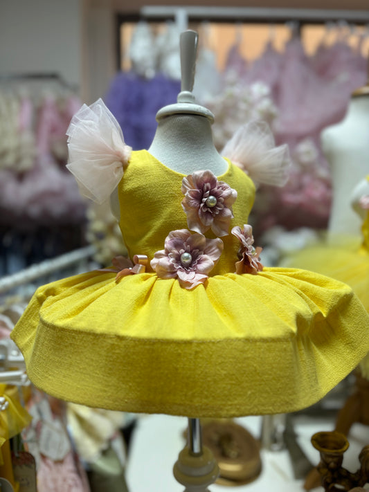 Yellow short  Baby Girl Flowers Dresses