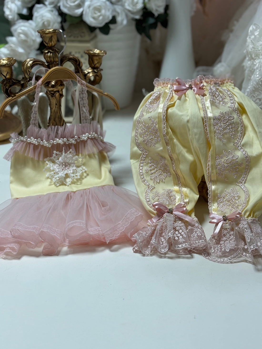 Yellow and pink Baby girl Two pieces outfit