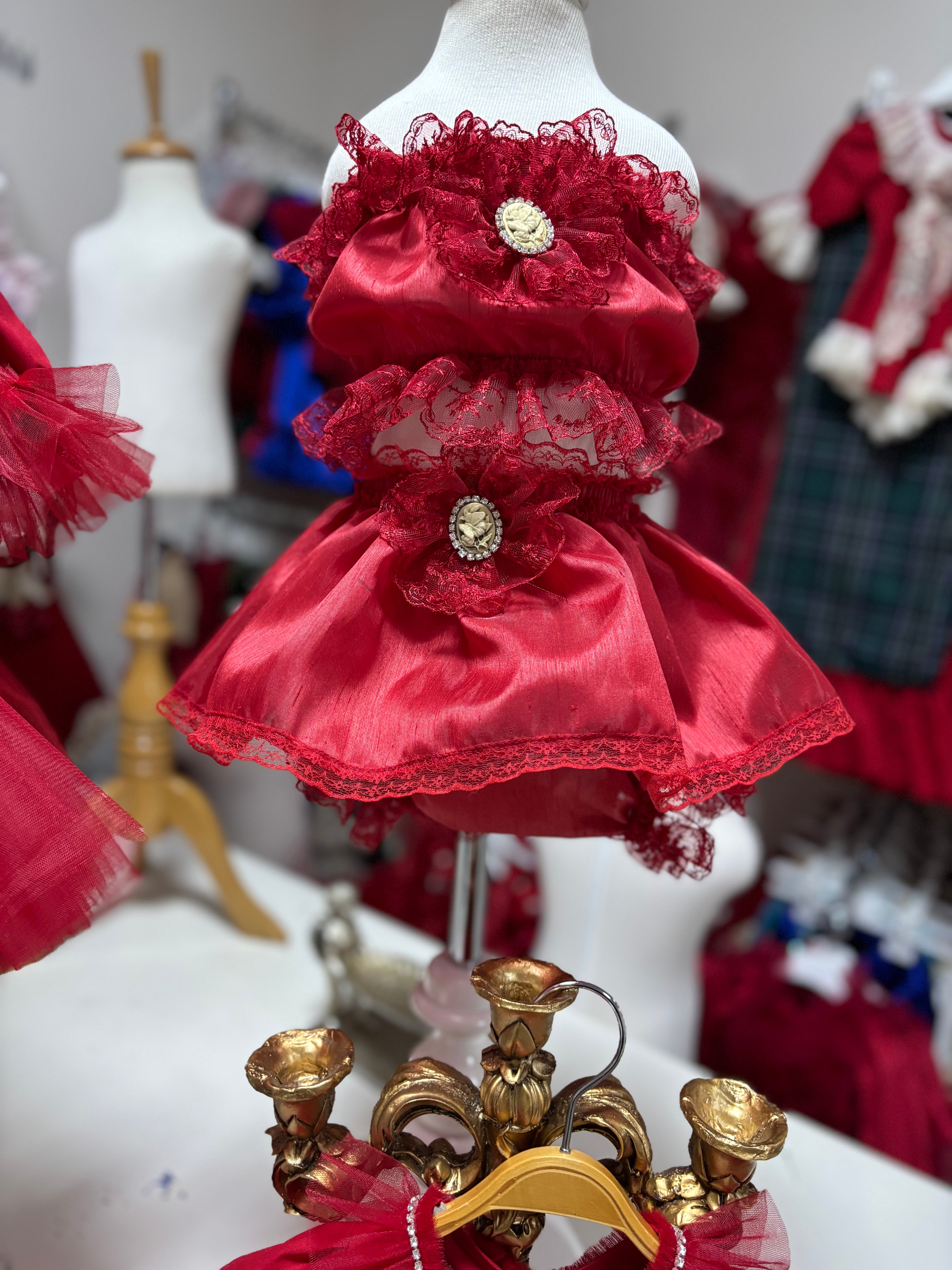 Red Silk Fabric Two Pieces Outfit