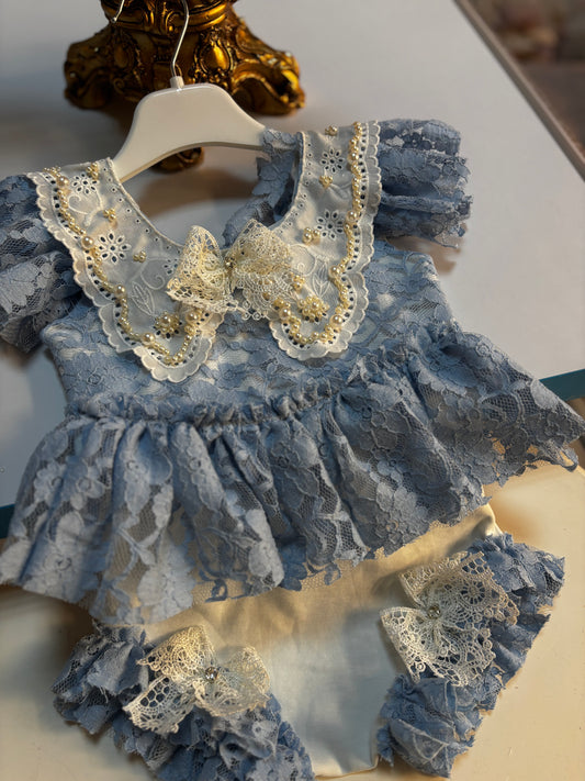 Blue coton romper wholesale 6 pcs