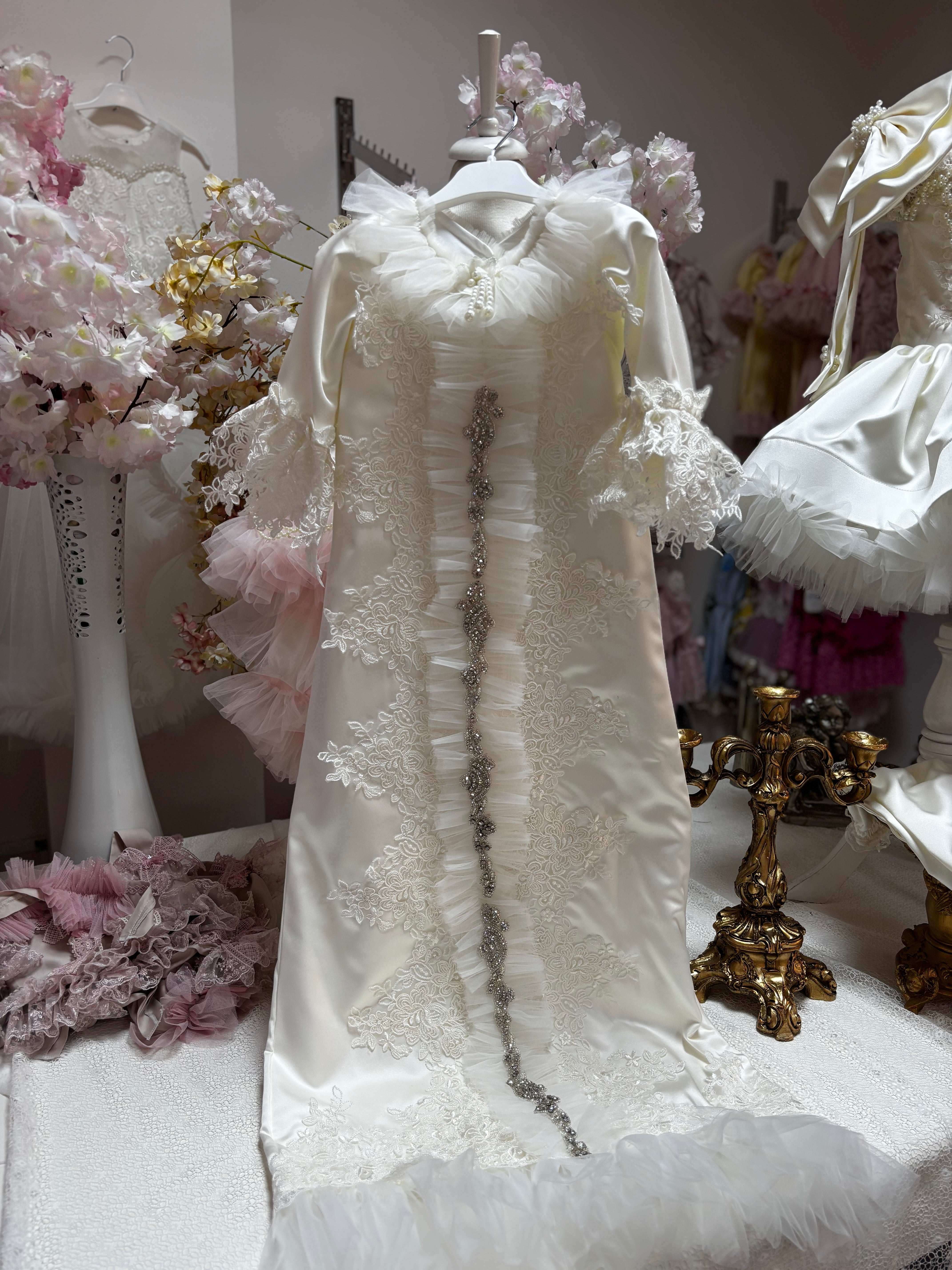 Cream satin long gown