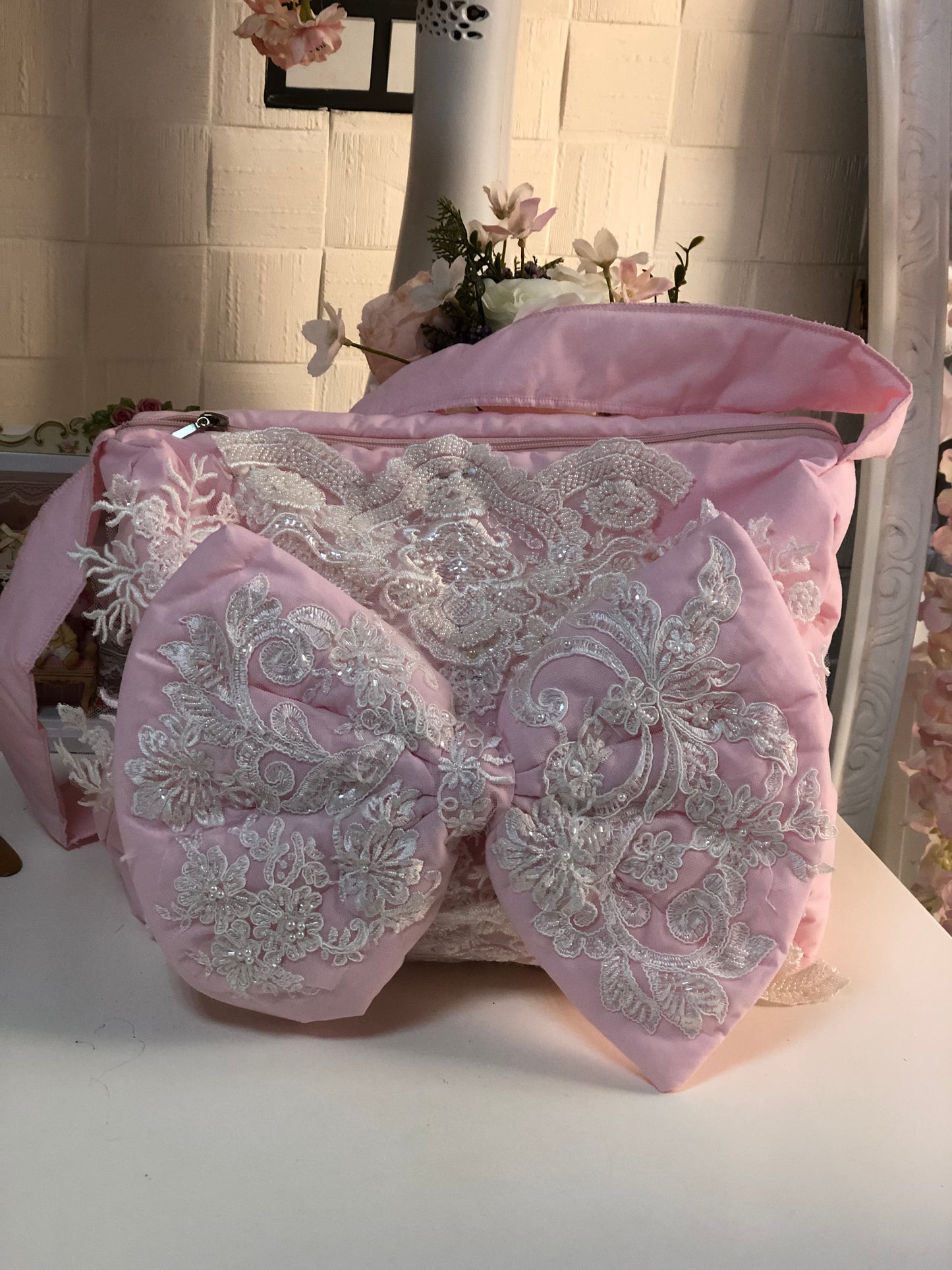 Pink diaper bag