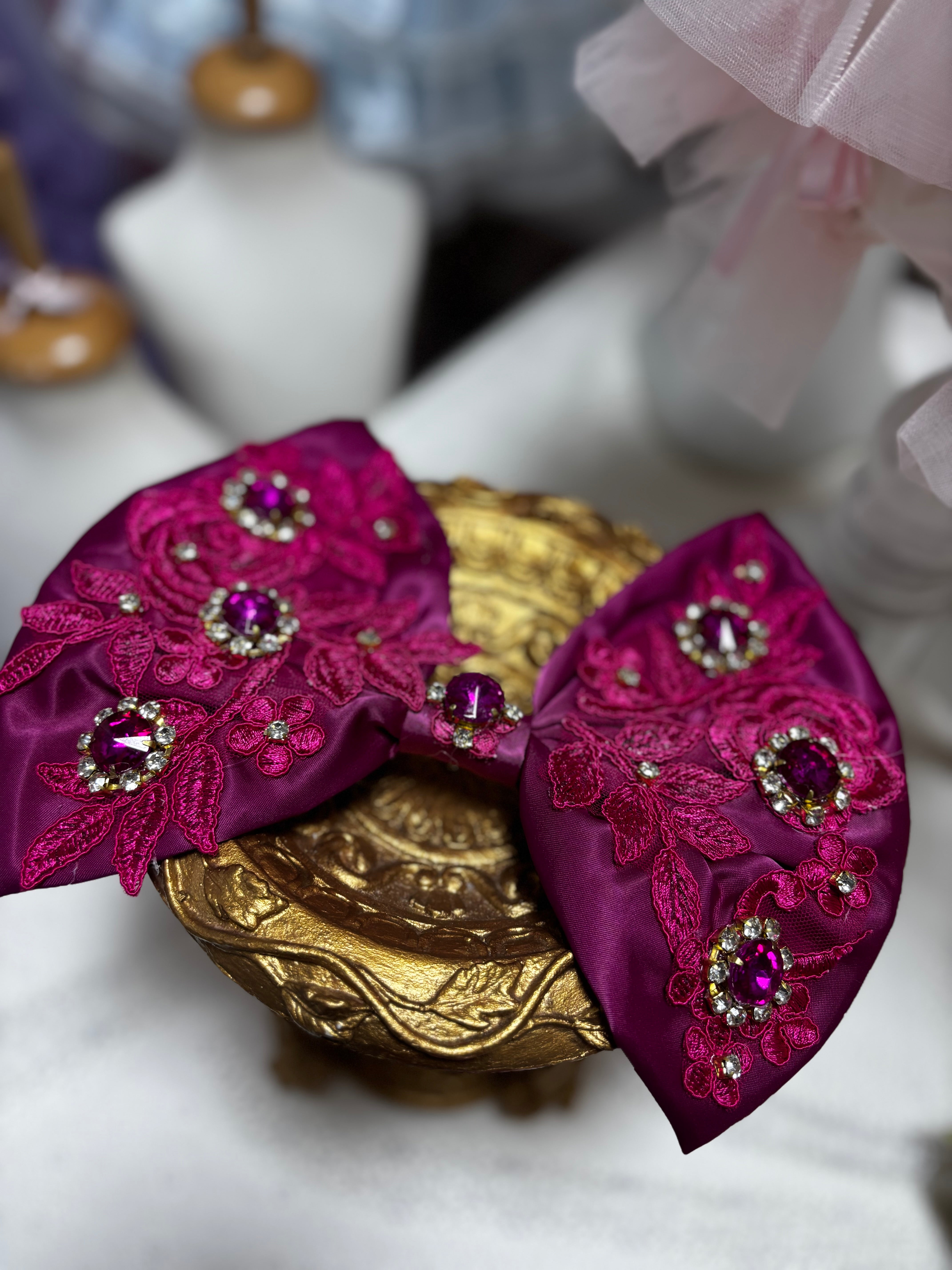 Hot pink hair bow clip