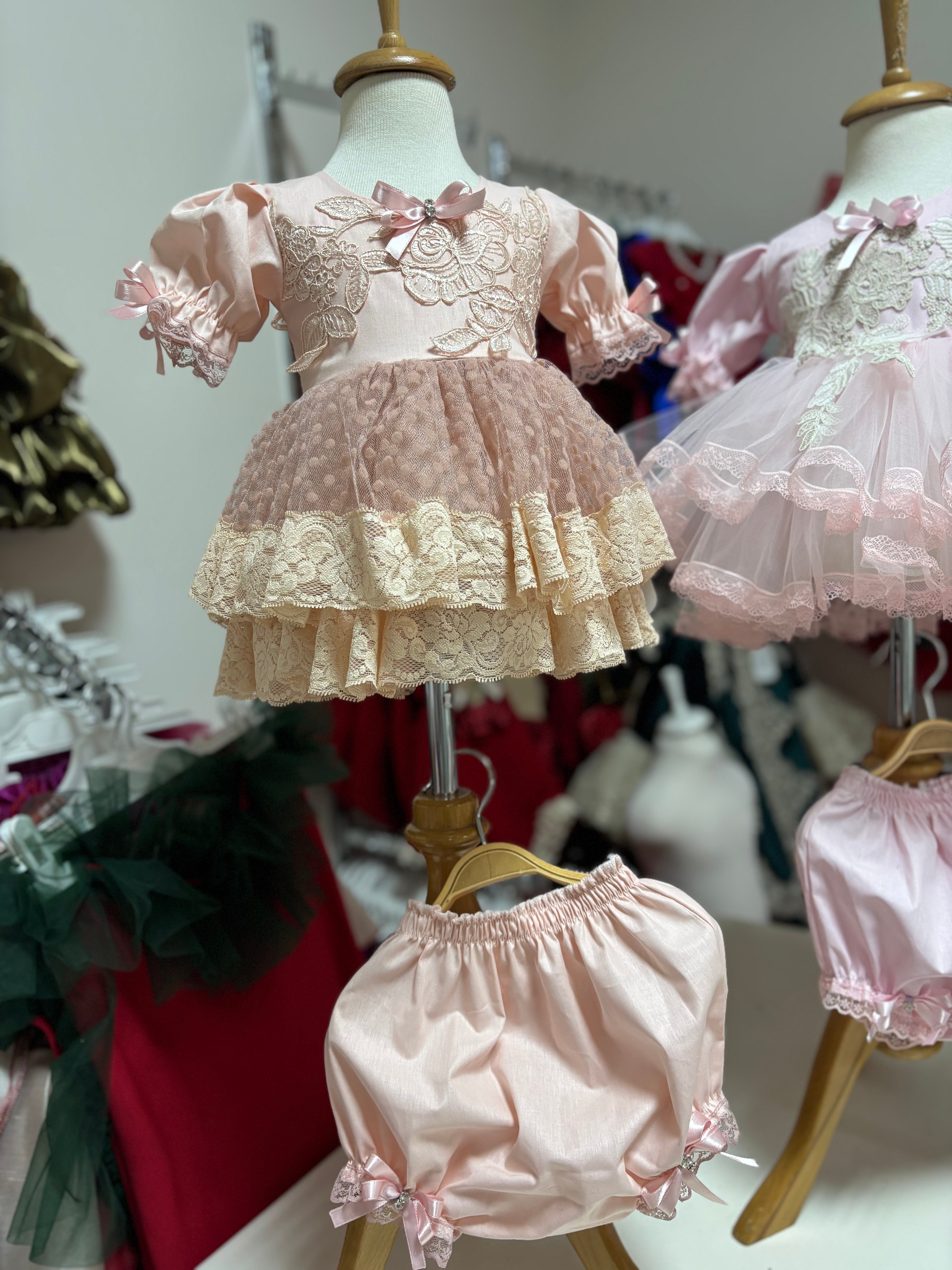 Baby Toddler Girl Two Pieces Outfit Tiered Tulle Bloomer Set (3M-36M)