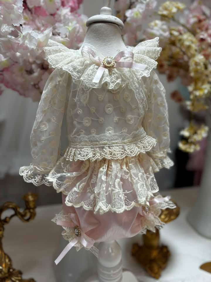 Lace and silk fabric outfit