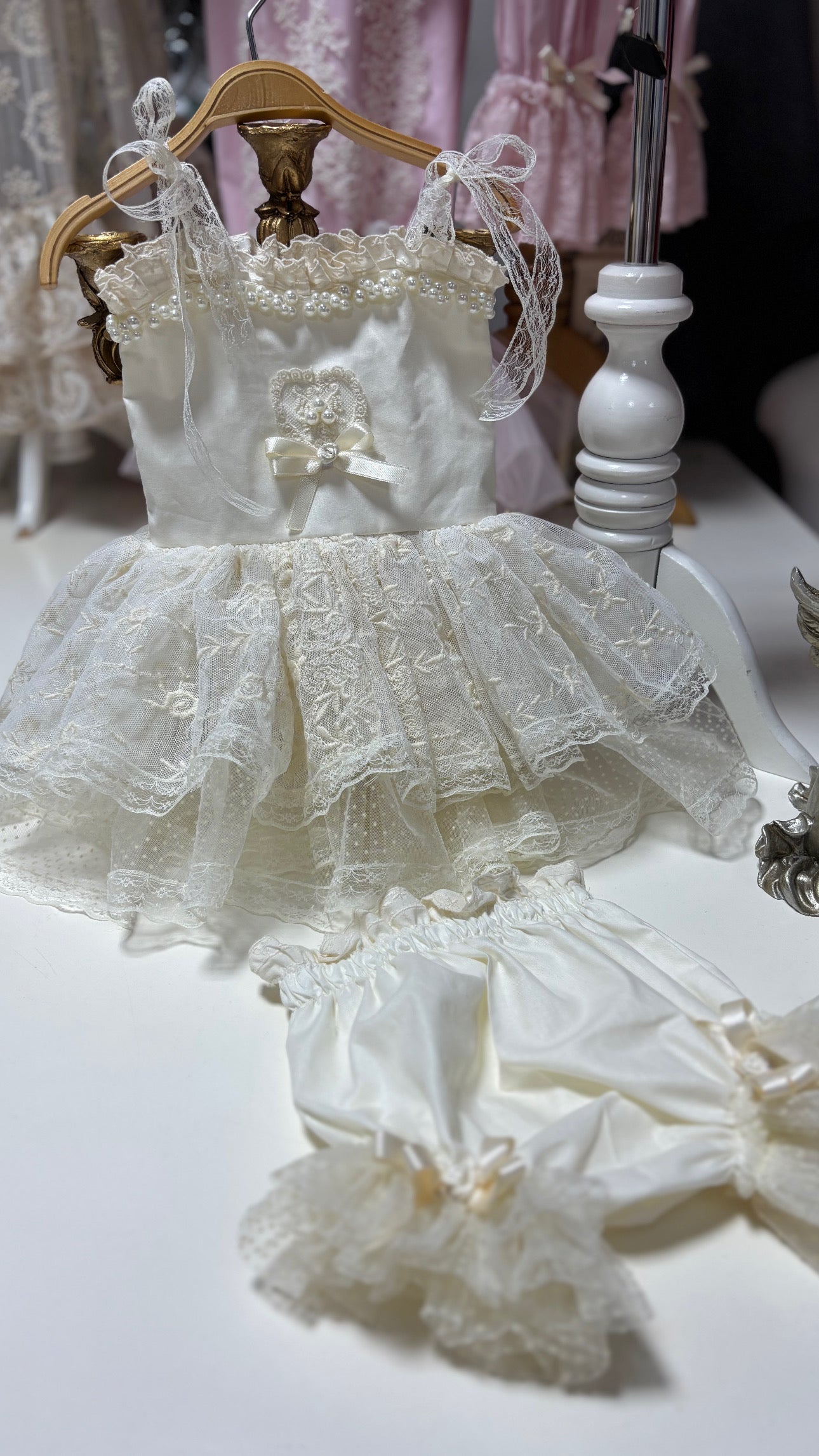 Cream Coton Fabric Blouse Shorts Vintage Clothing