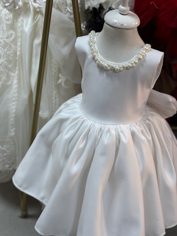 Cream satin fabric dress